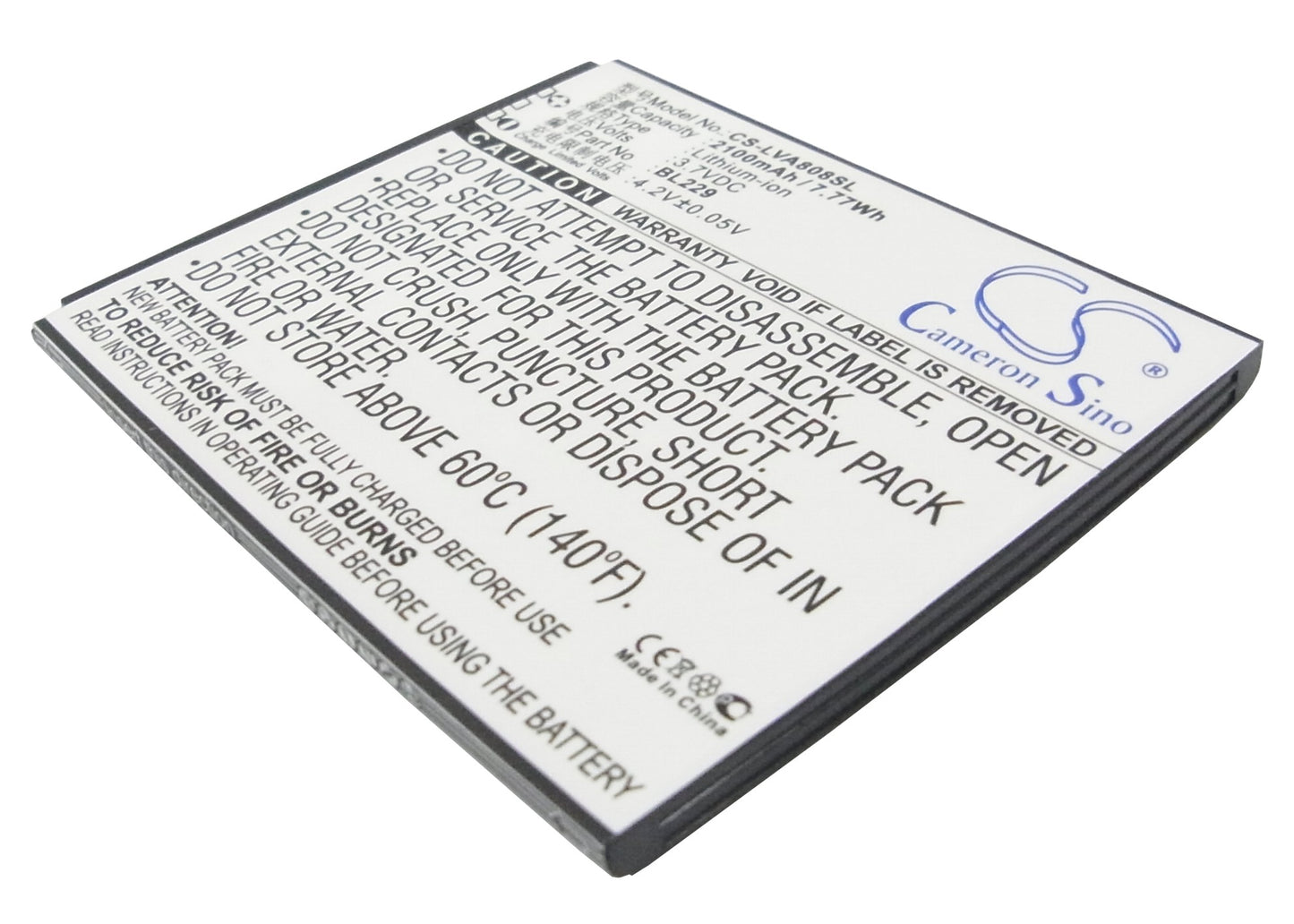 3.7V 2100mAh/7.77Wh Li-ion Mobile/SmartPhone Battery for Lenovo