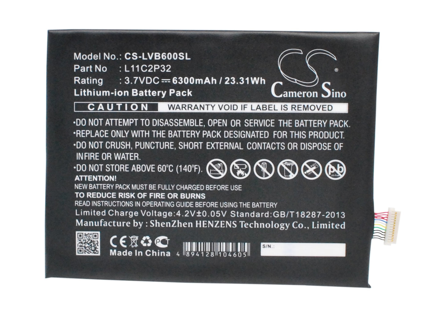 3.7V 6300mAh/23.31Wh Li-Polymer Tablet Battery for Lenovo