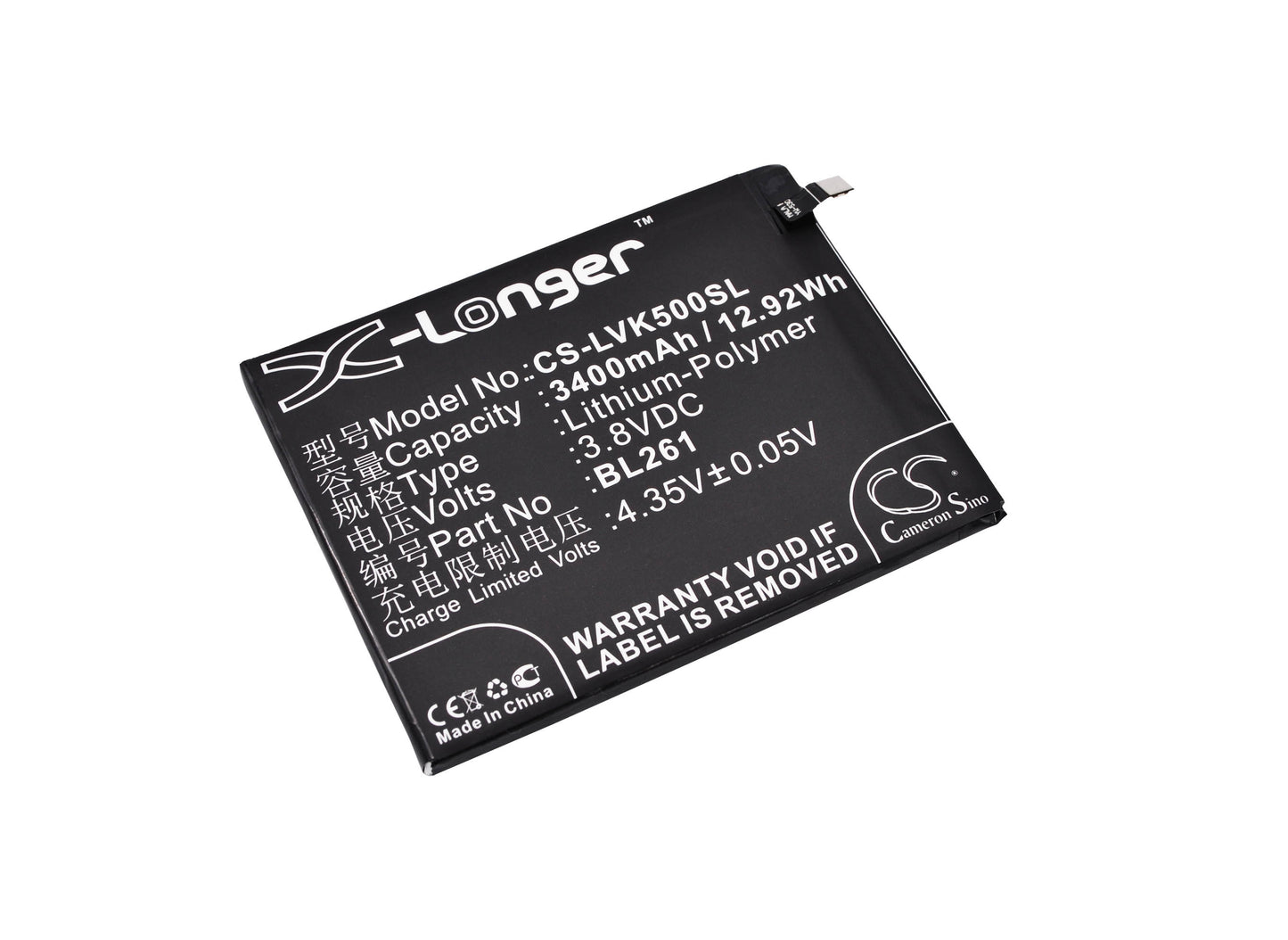 3.8V 3400mAh/12.92Wh Li-Polymer Mobile/SmartPhone Battery for Lenovo
