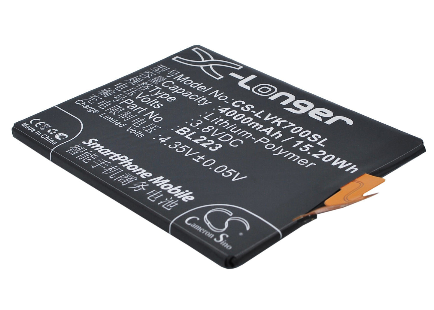 3.8V 4000mAh/15.20Wh Li-Polymer Mobile/SmartPhone Battery for Lenovo