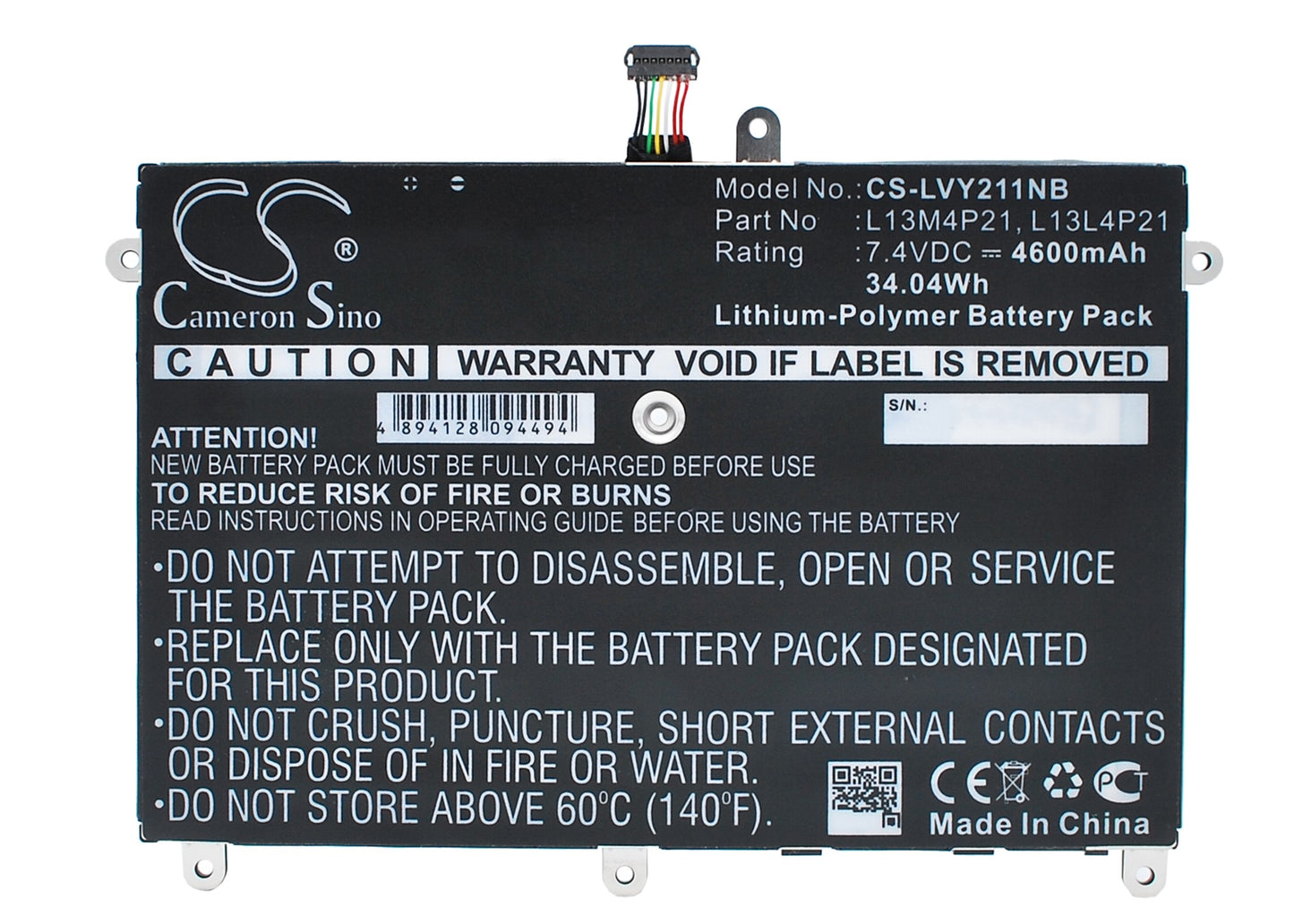 7.4V 4600mAh/34.04Wh Li-Polymer Notebook/Laptop Battery for Lenovo
