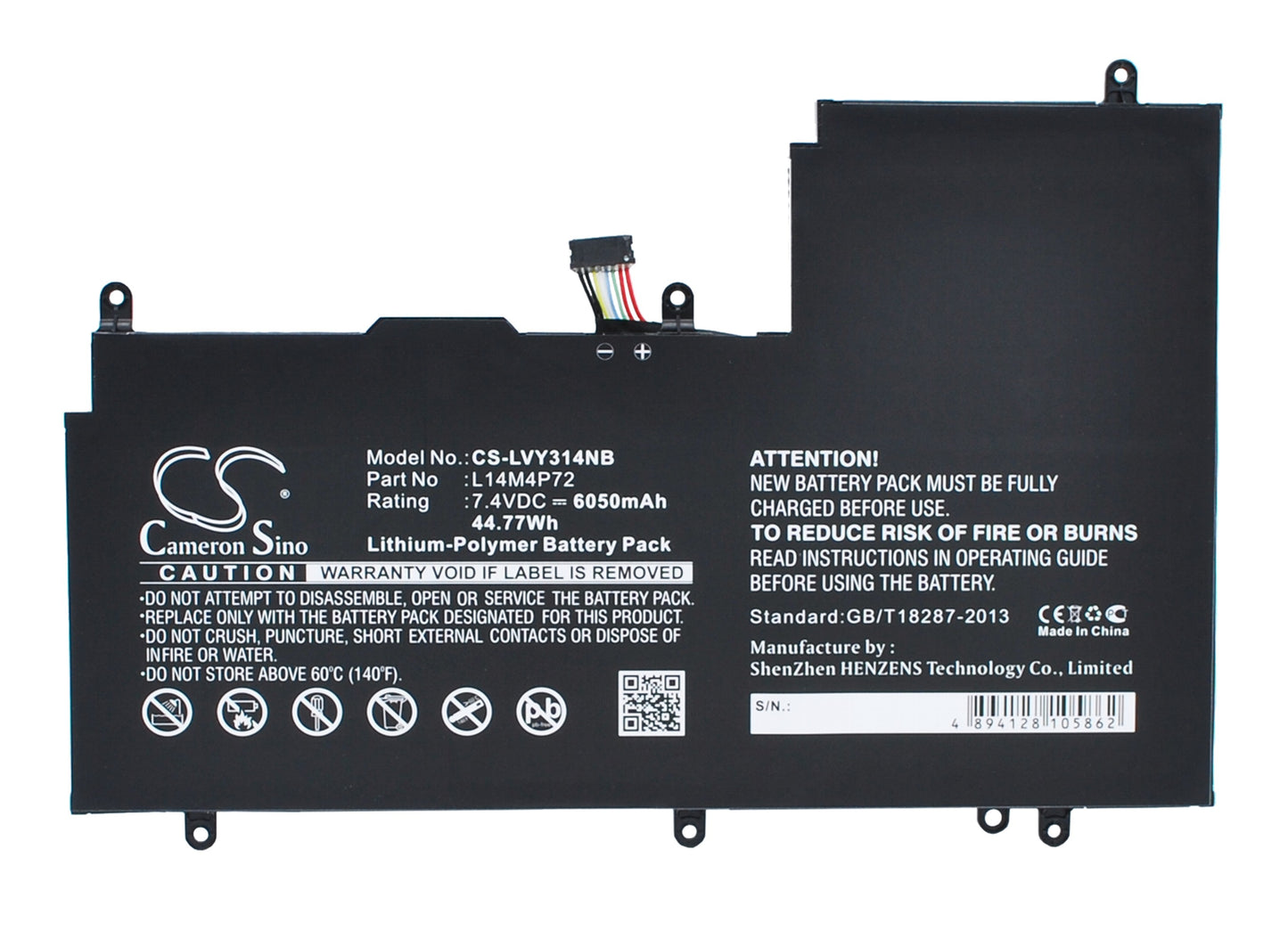 7.4V 6050mAh/44.77Wh Li-Polymer Notebook/Laptop Battery for Lenovo