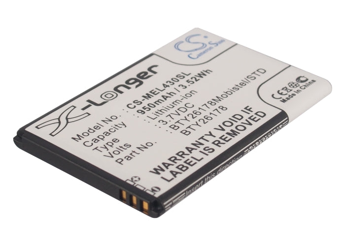 3.7V 950mAh/3.52Wh Li-ion Mobile/SmartPhone Battery for Mobistel