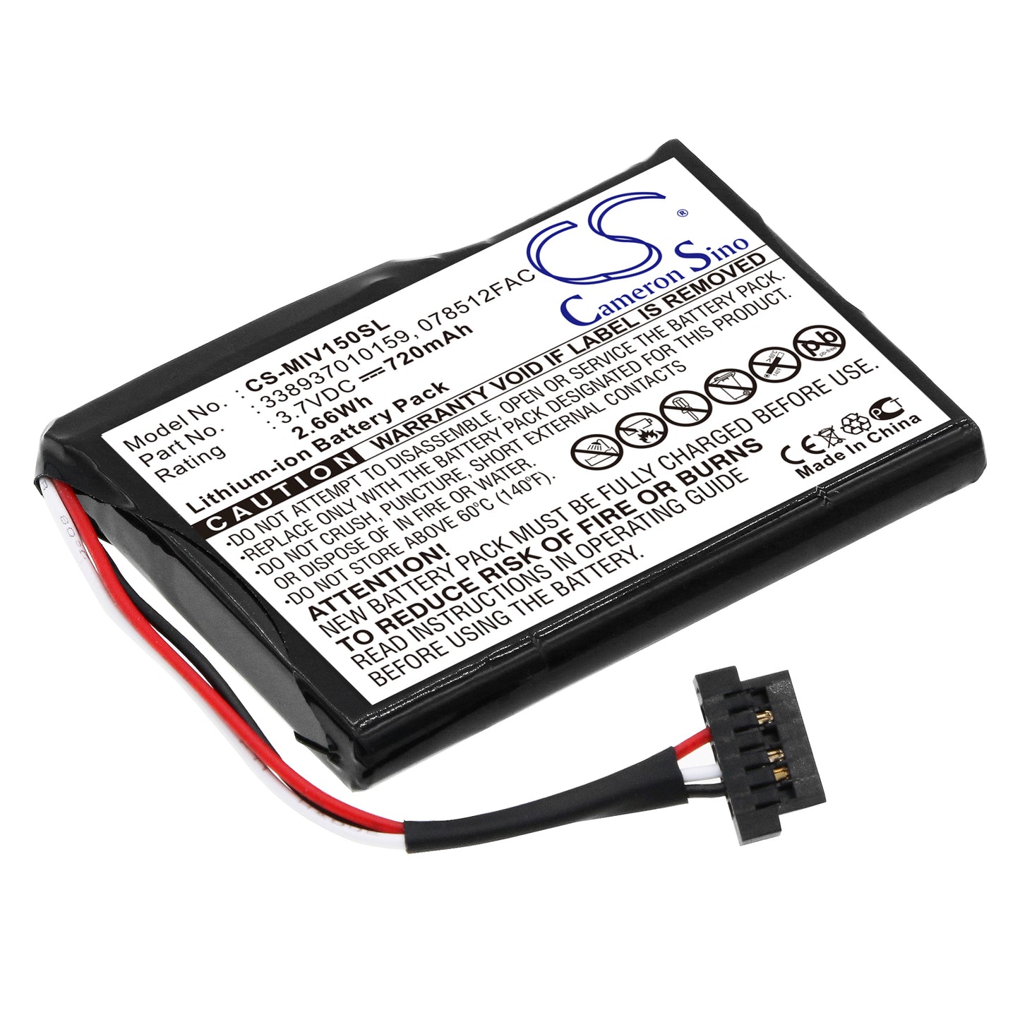 3.7V 720mAh Li-ion GPS/Navigator Battery for Mitac