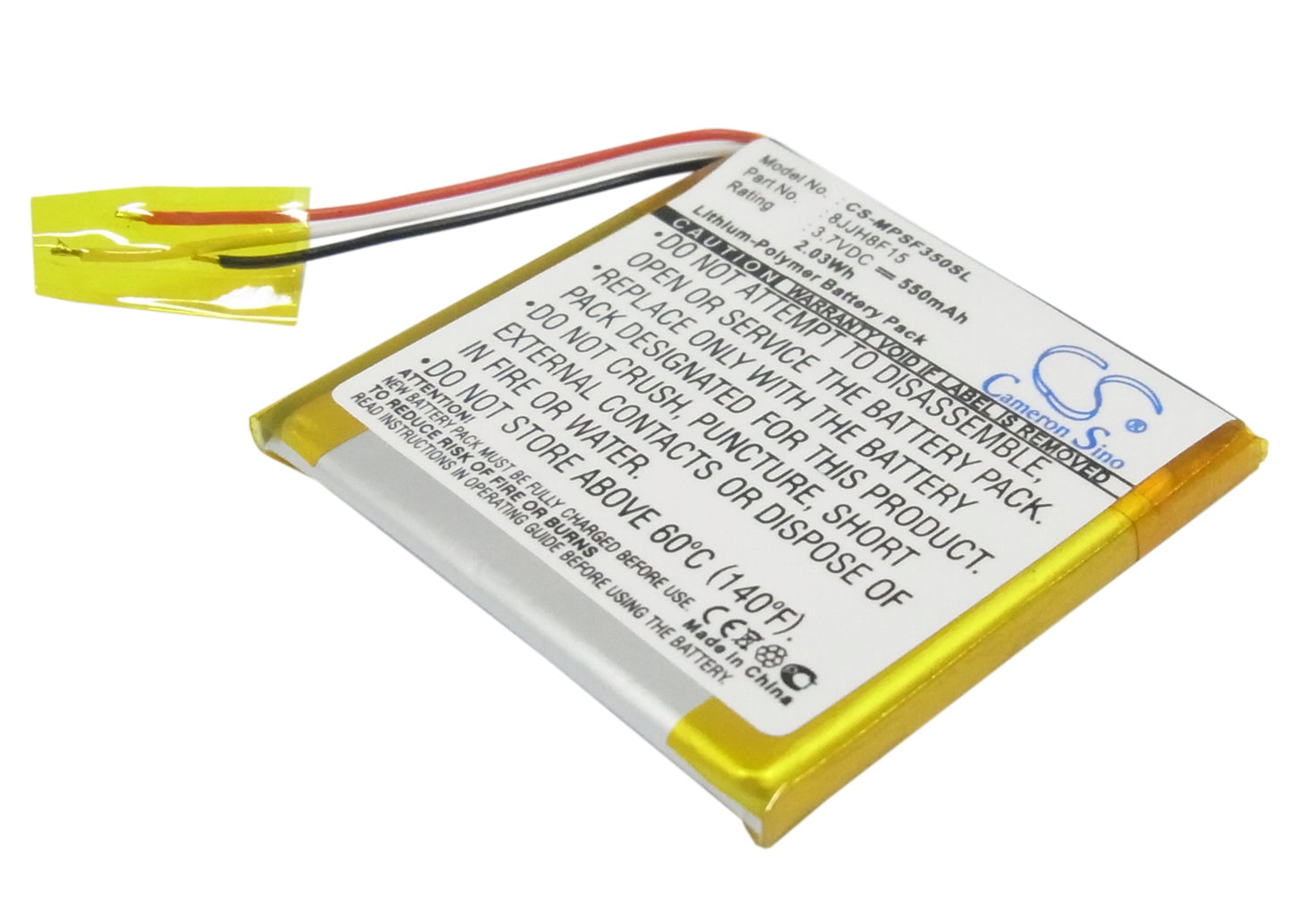 3.7V 550mAh Li-Polymer MP3/MP4/PMP Battery for SanDisk