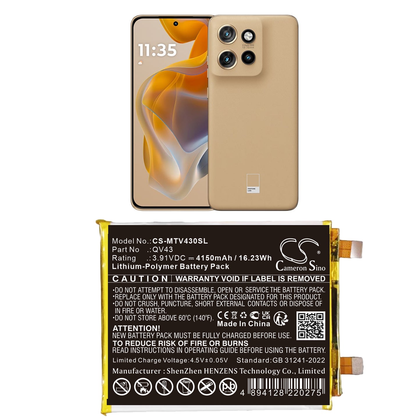CS-MTV430SL Replacement Battery – Compatible with Moto Edge 50 Neo 5G, Moto S50 5G, ThinkPhone 25 5G, XT2409-1, XT2409-2, XT2409-3, XT2409-6