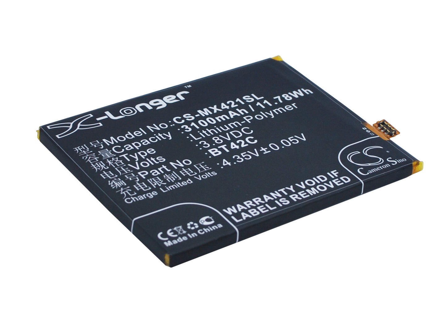 3.8V 3100mAh/11.78Wh Li-Polymer Mobile/SmartPhone Battery for Meizu