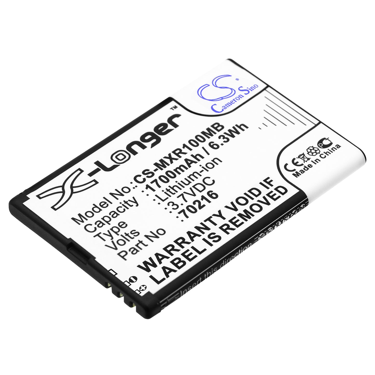 3.7V 1700mAh/6.29Wh Li-ion BabyPhone Battery for Snow