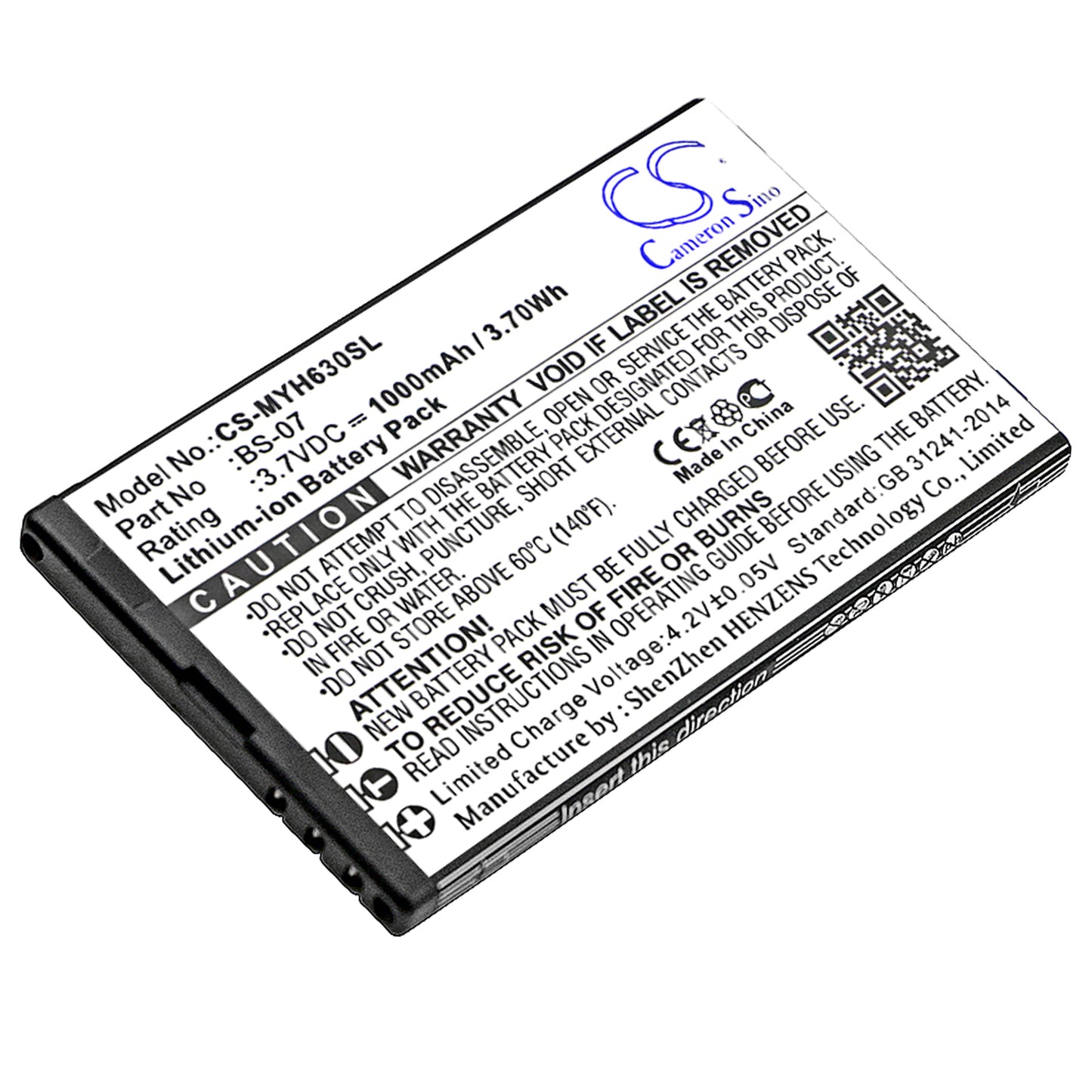 3.7V 1000mAh/3.70Wh Li-ion Mobile/SmartPhone Battery for Myphone