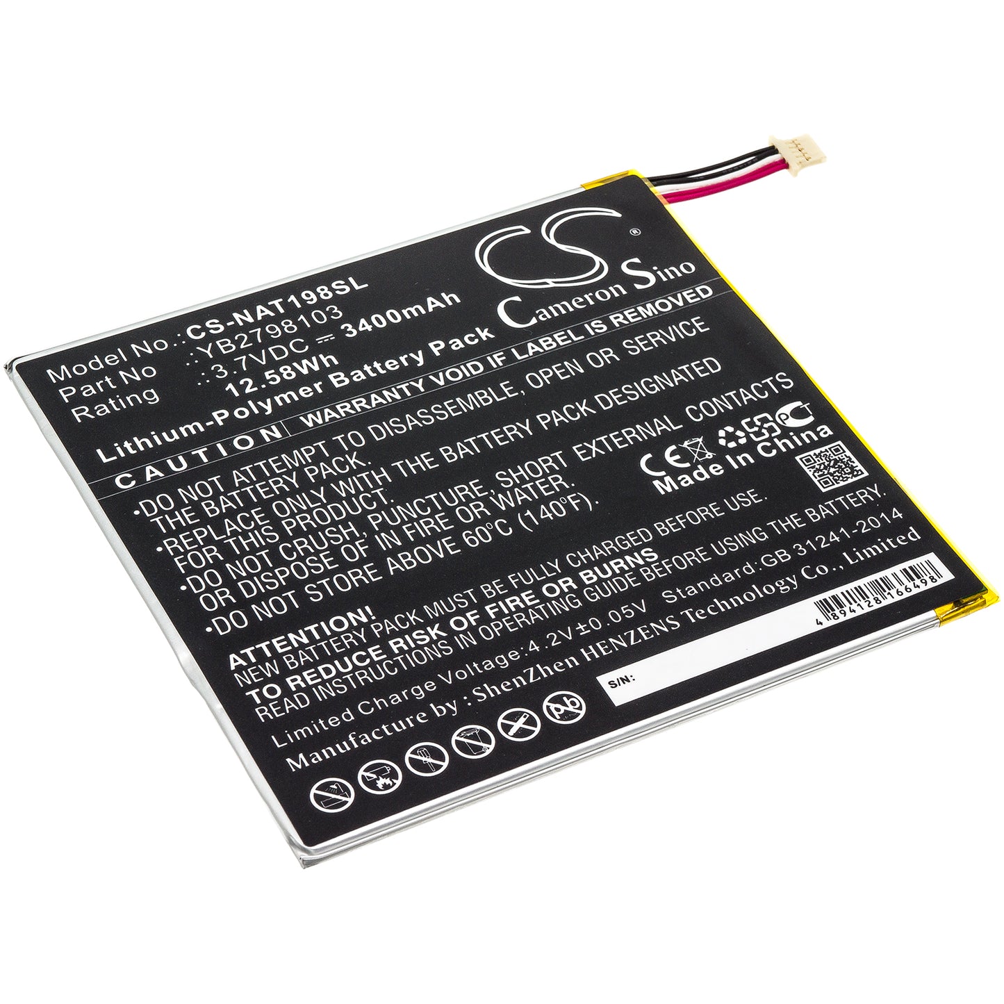 CS-NAT198SL Replacement Battery – Compatible with 100005207, ONA19TB002, Tablet 8