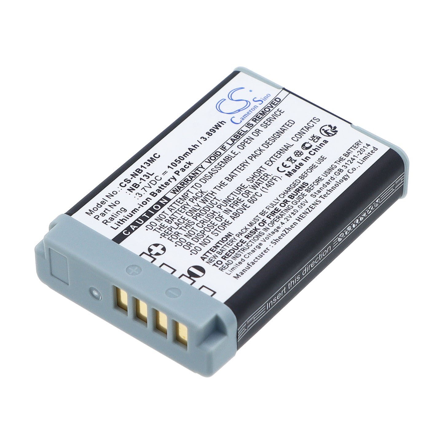 3.7V 1050mAh/3.89Wh Li-ion Camera Battery for Canon