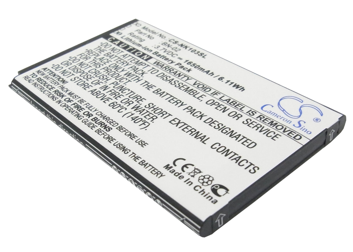 3.7V 1650mAh/6.11Wh Li-ion Mobile/SmartPhone Battery for Nokia