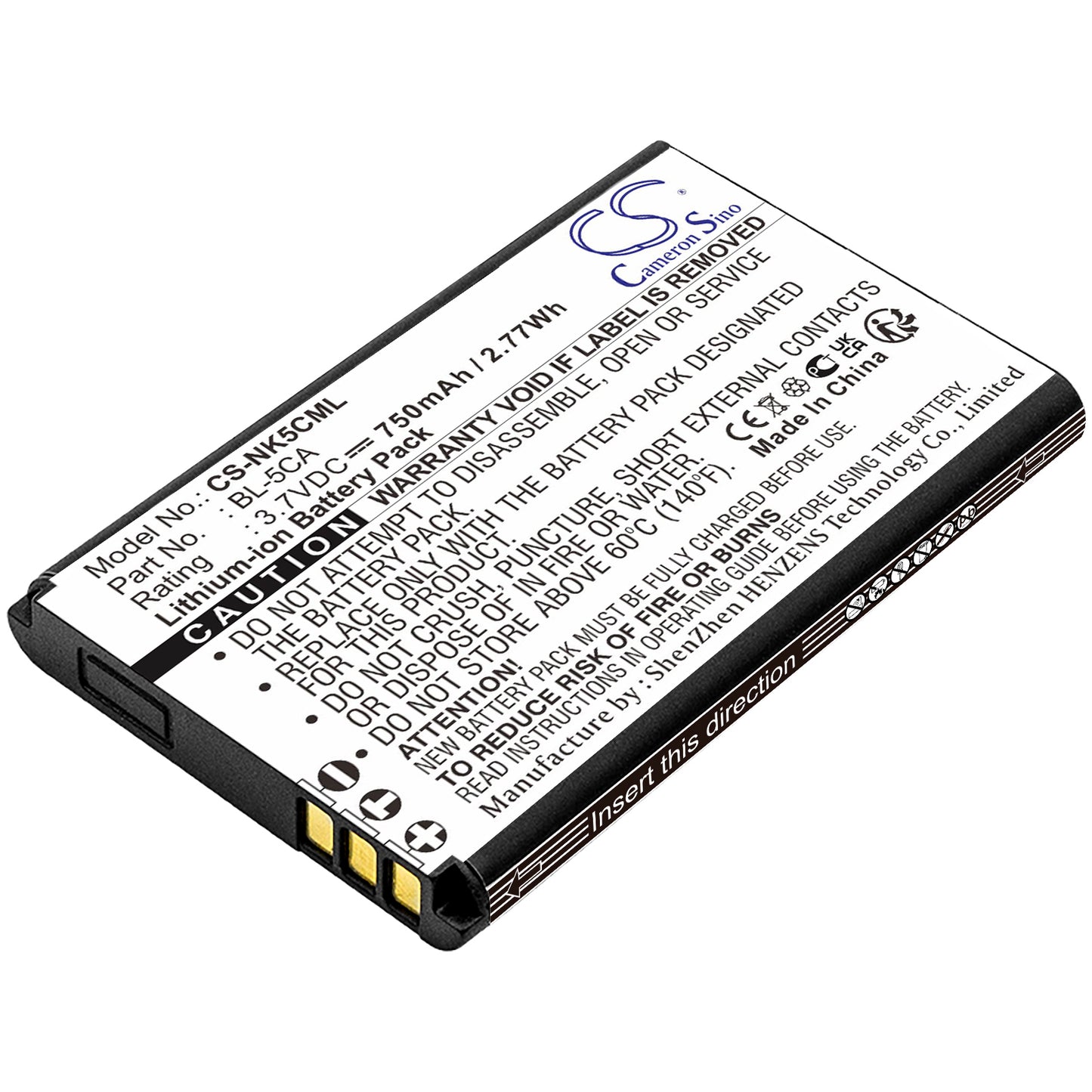 3.7V 750mAh/2.78Wh Li-ion Mobile/SmartPhone Battery for Sonstige