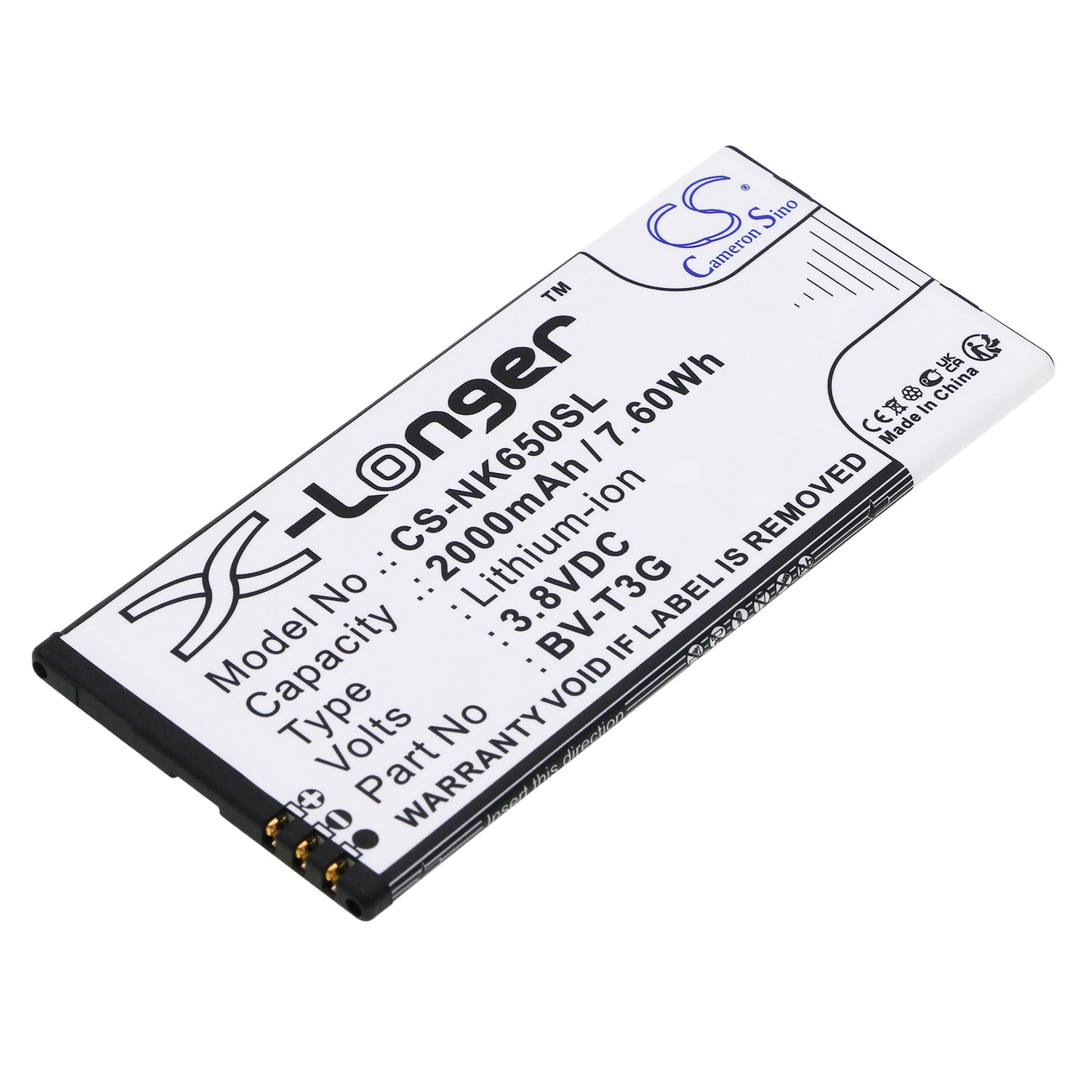 3.8V 2000mAh/7.60Wh Li-ion Mobile/SmartPhone Battery for Nokia
