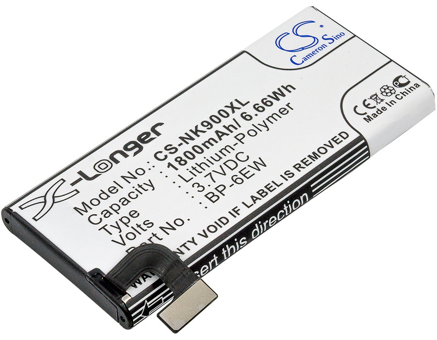 3.7V 1800mAh/6.66Wh Li-Polymer Mobile/SmartPhone Battery for Nokia