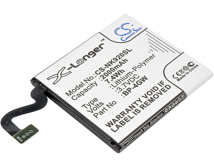 3.7V 2000mAh/7.40Wh Li-Polymer Mobile/SmartPhone Battery for Nokia