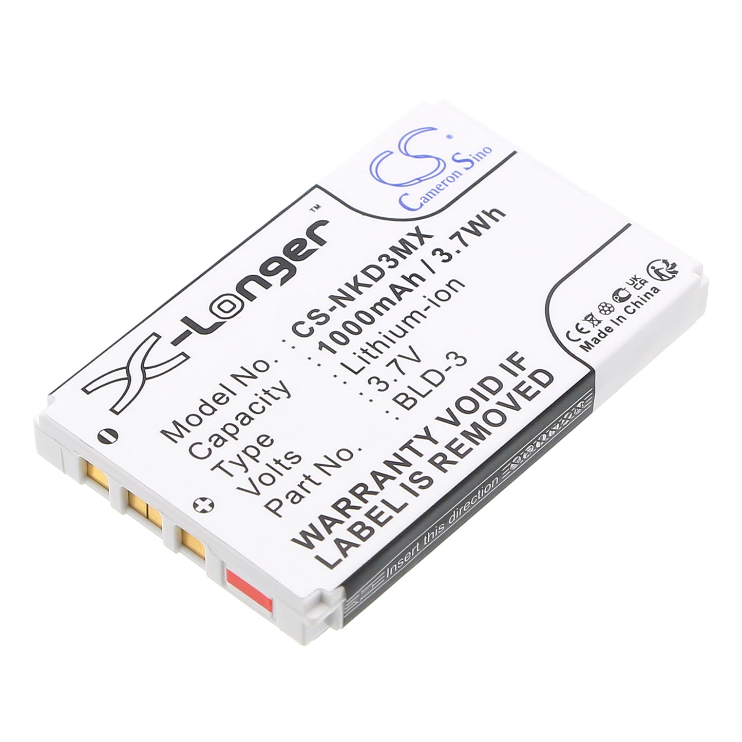 3.7V 1000mAh/3.70Wh Li-ion Mobile/SmartPhone Battery for Nokia