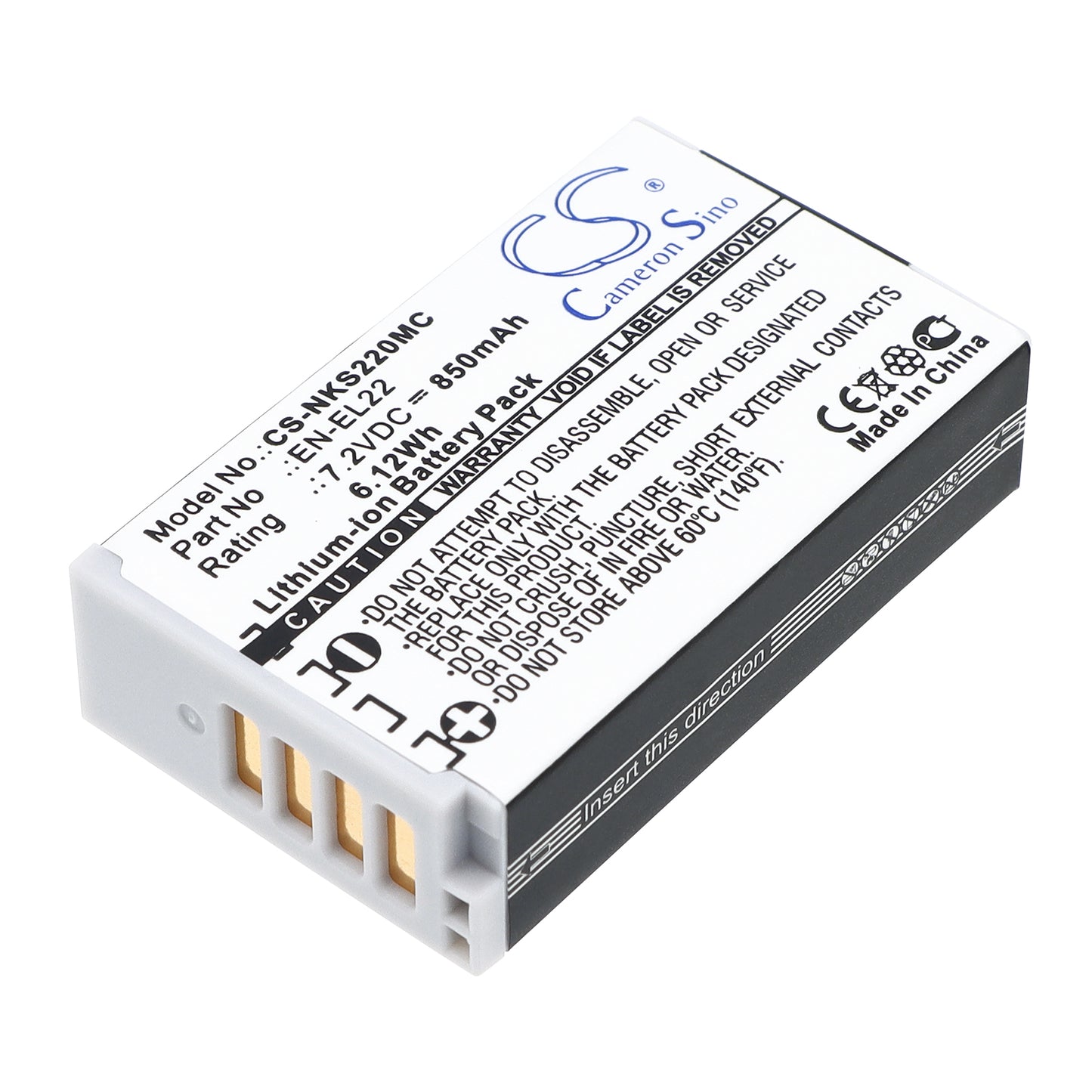 7.2V 850mAh/6.12Wh Li-ion Camera Battery for Nikon