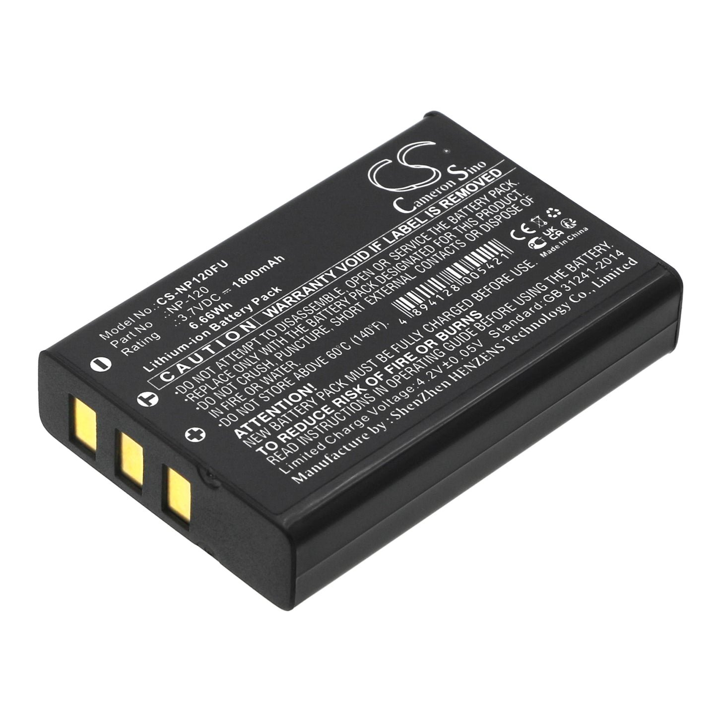 3.7V 1800mAh/6.66Wh Li-ion Camera Battery for Rollei