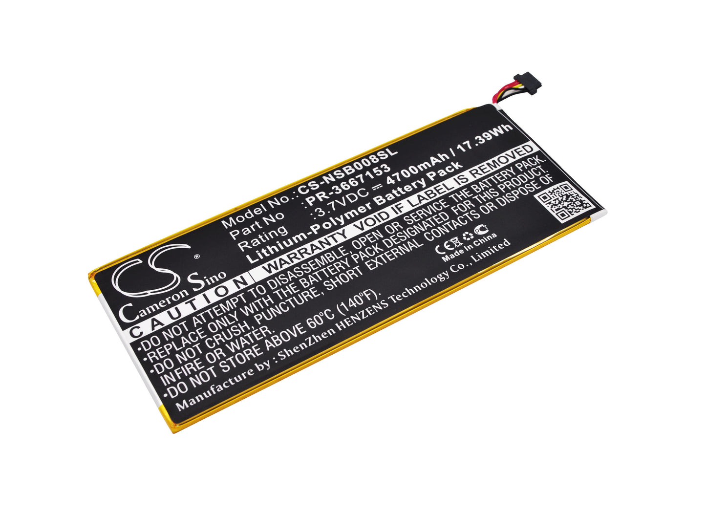 3.7V 4700mAh/17.39Wh Li-Polymer Tablet Battery for Nabi