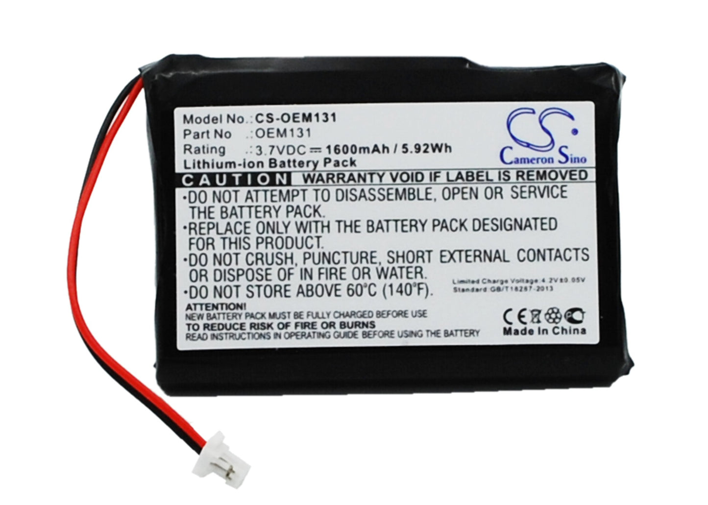 CS-OEM131 Replacement Battery – Li-ion 3.7 1600mAh / 5.92Wh
