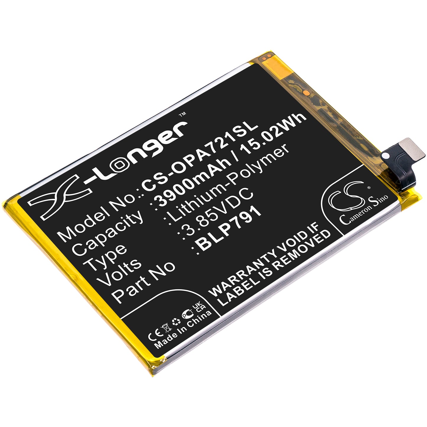 CS-OPA721SL Replacement Battery – Compatible with A72 5G 2020, A73 5G 2020, CPH2161, PDYM20, RENO4 4G