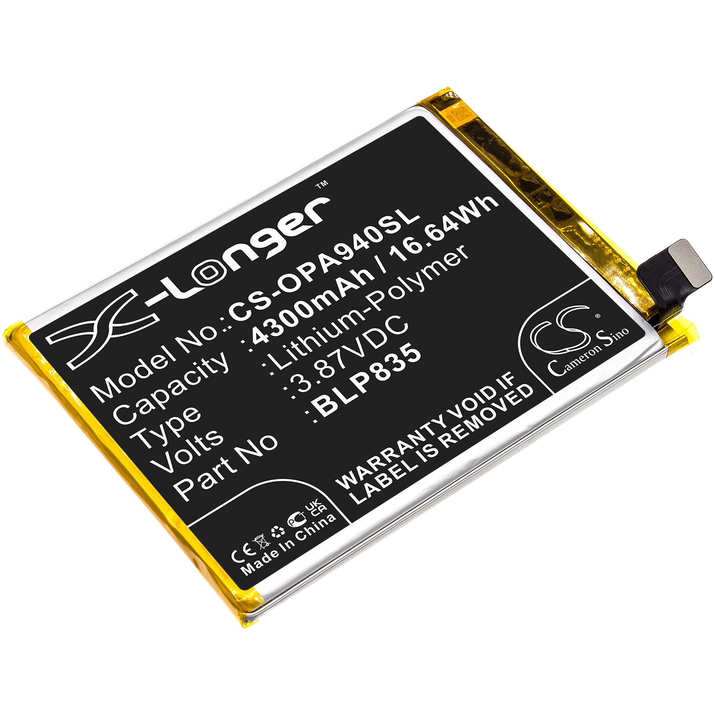 CS-OPA940SL Replacement Battery – Compatible with A94, A94 2021, CPH2203, CPH2205, Reno 5 Lite, Reno 5F, Reno5 Lite