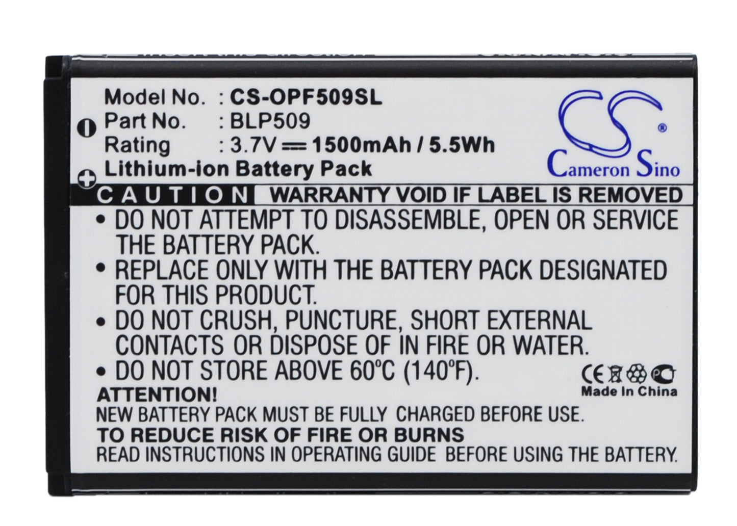 3.7V 1500mAh/5.55Wh Li-ion Mobile/SmartPhone Battery for OPPO
