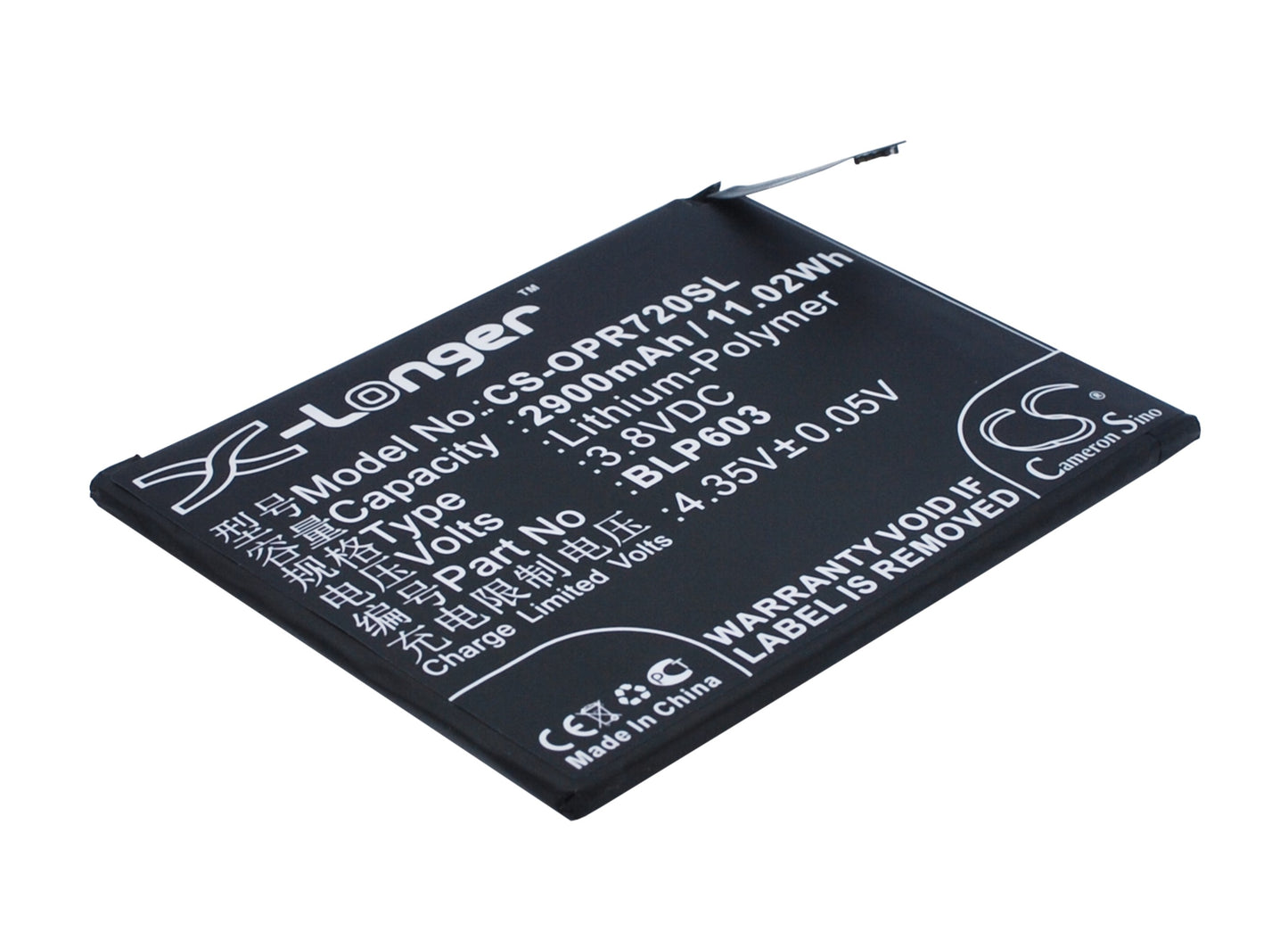 3.8V 2900mAh/11.02Wh Li-Polymer Mobile/SmartPhone Battery for OPPO