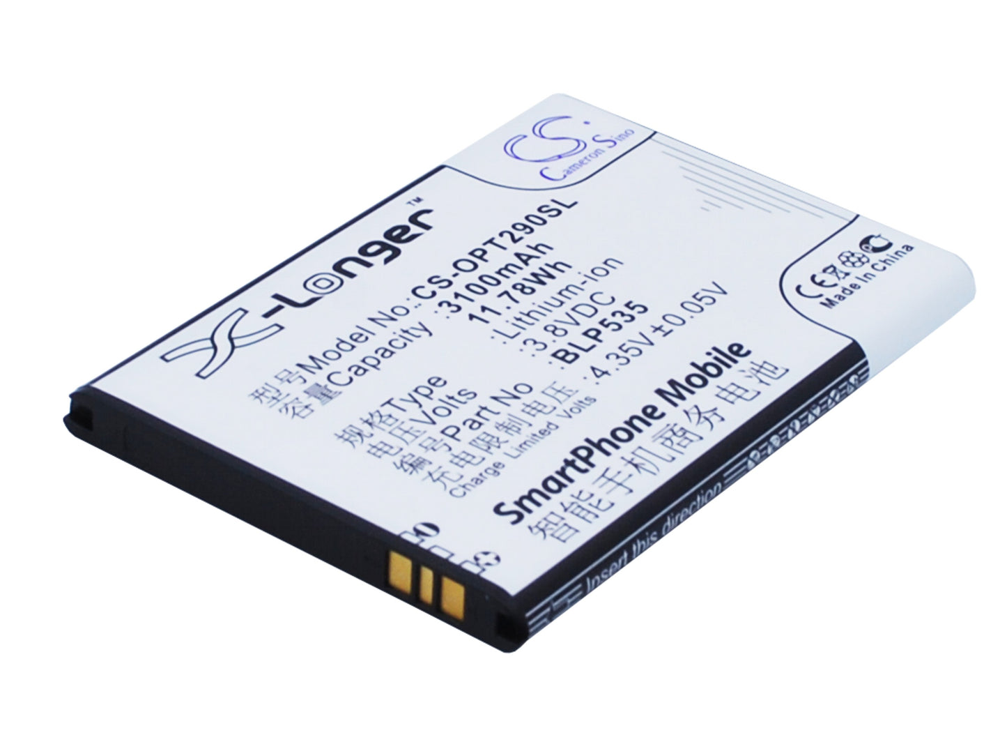3.8V 3100mAh/11.78Wh Li-ion Mobile/SmartPhone Battery for OPPO
