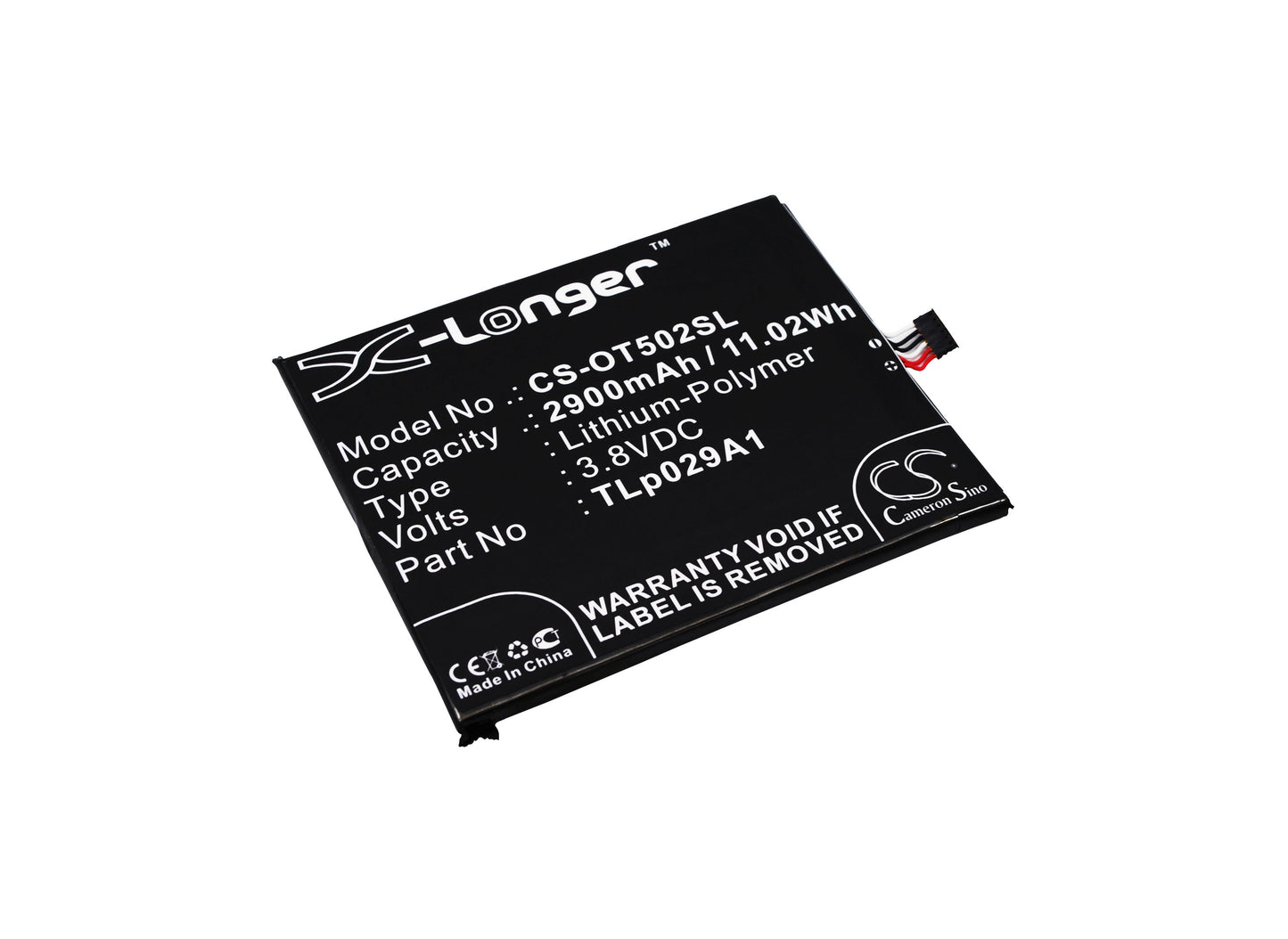 3.8V 2900mAh/11.02Wh Li-Polymer Mobile/SmartPhone Battery for Alcatel
