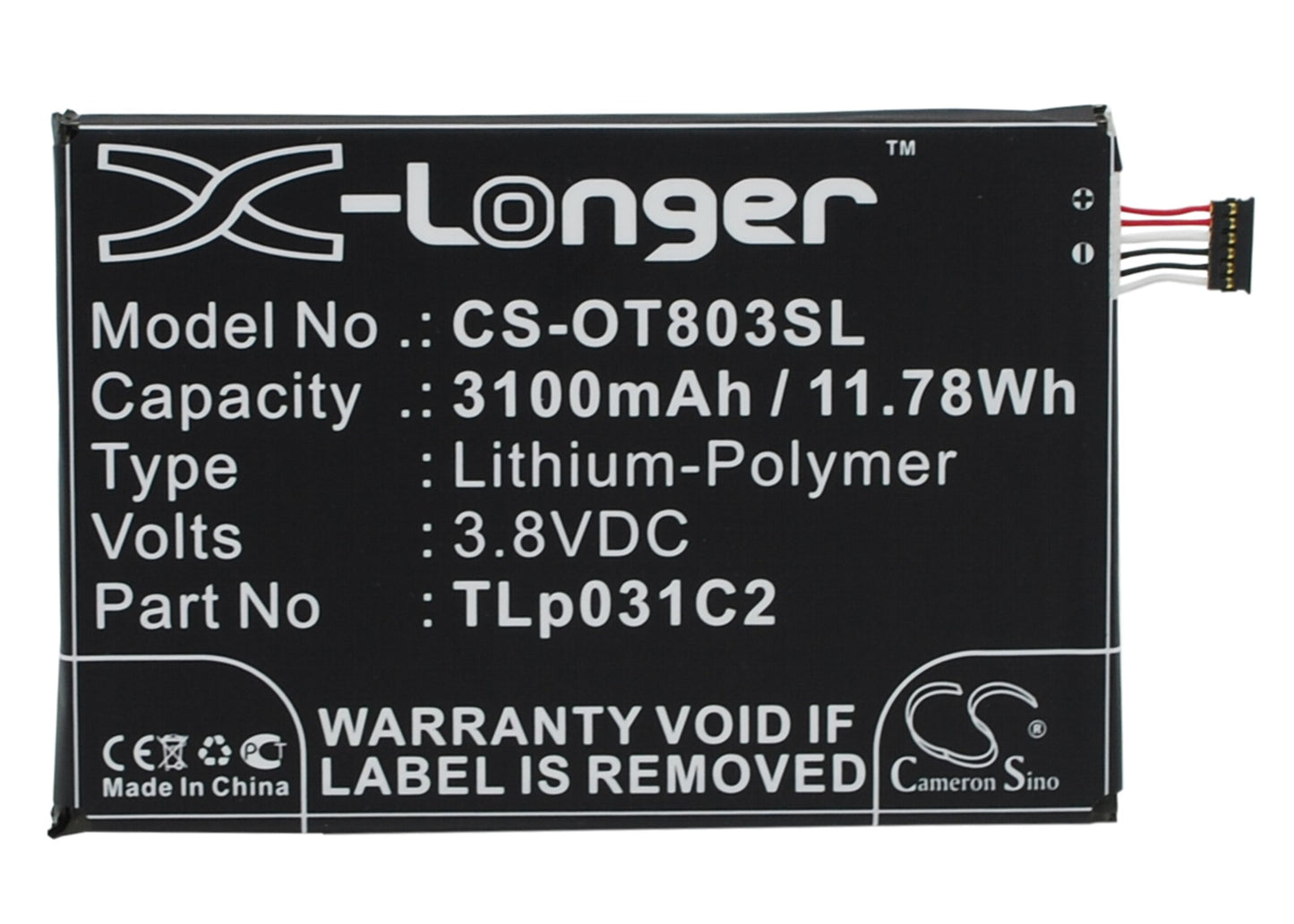 3.8V 3100mAh/11.78Wh Li-Polymer Mobile/SmartPhone Battery for Orange
