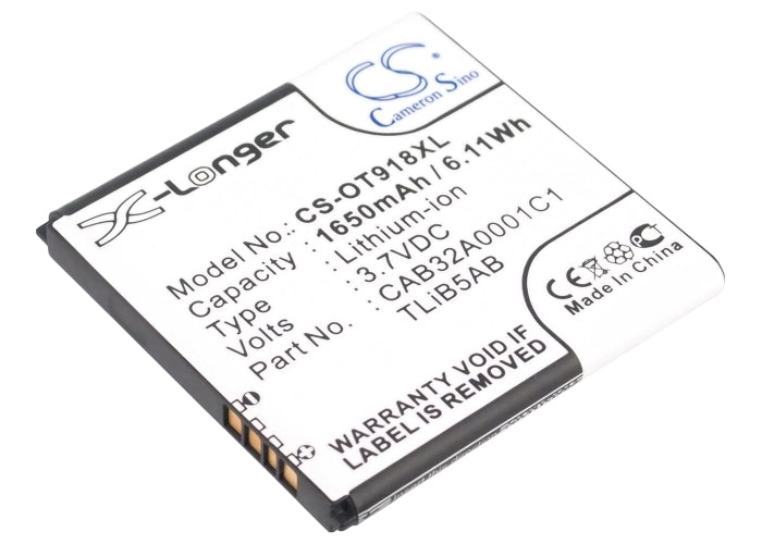 3.7V 1650mAh/6.11Wh Li-ion Mobile/SmartPhone Battery for Alcatel