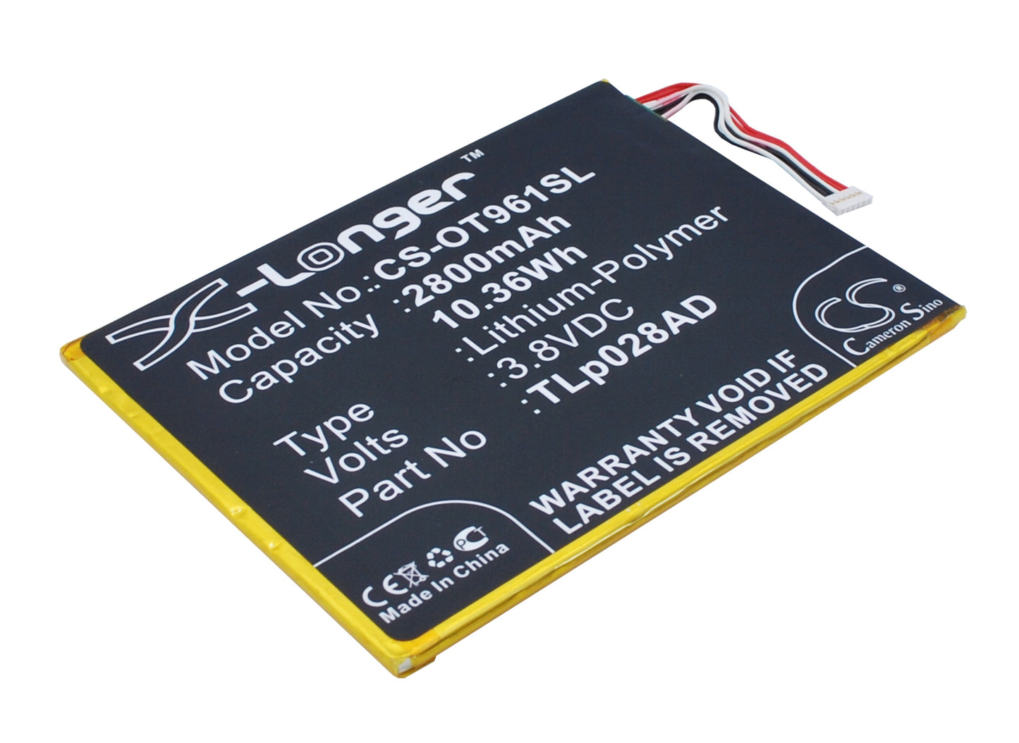 3.8V 2800mAh/10.64Wh Li-Polymer Mobile/SmartPhone Battery for Alcatel