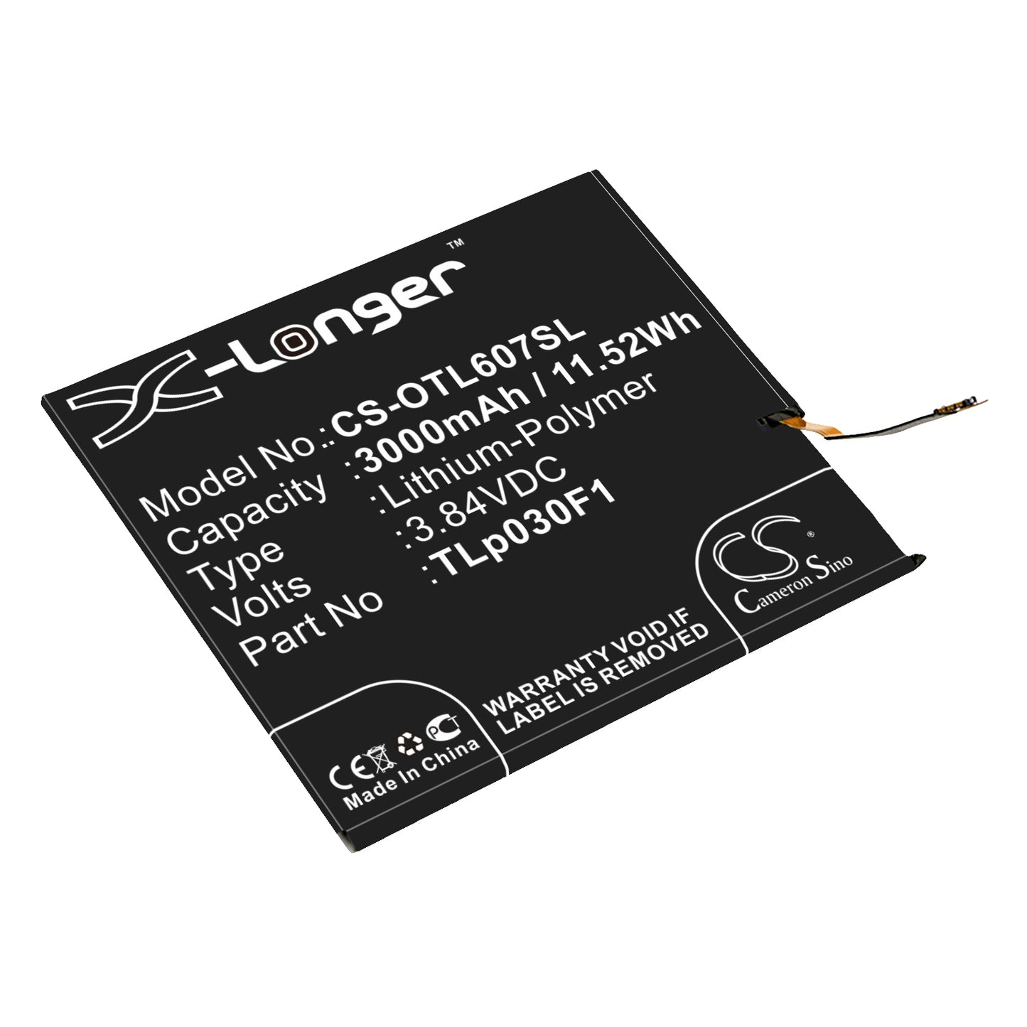 3.84V 3000mAh/11.52Wh Li-Polymer Mobile/SmartPhone Battery for Blackberry