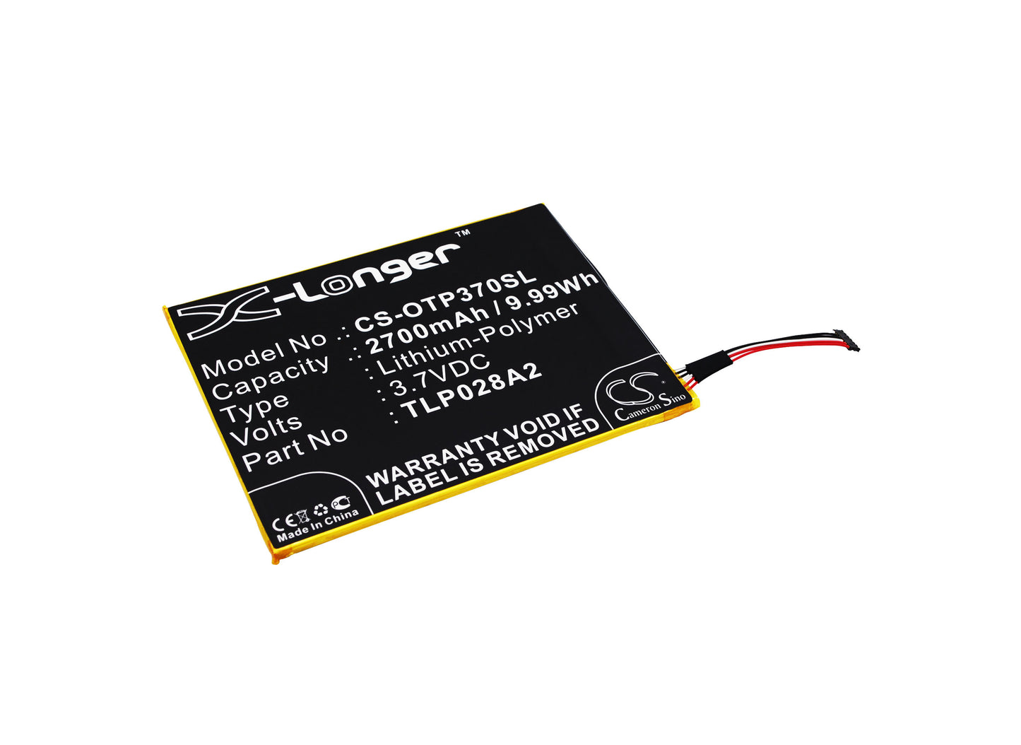 3.7V 2700mAh/9.99Wh Li-Polymer Mobile/SmartPhone Battery for Alcatel