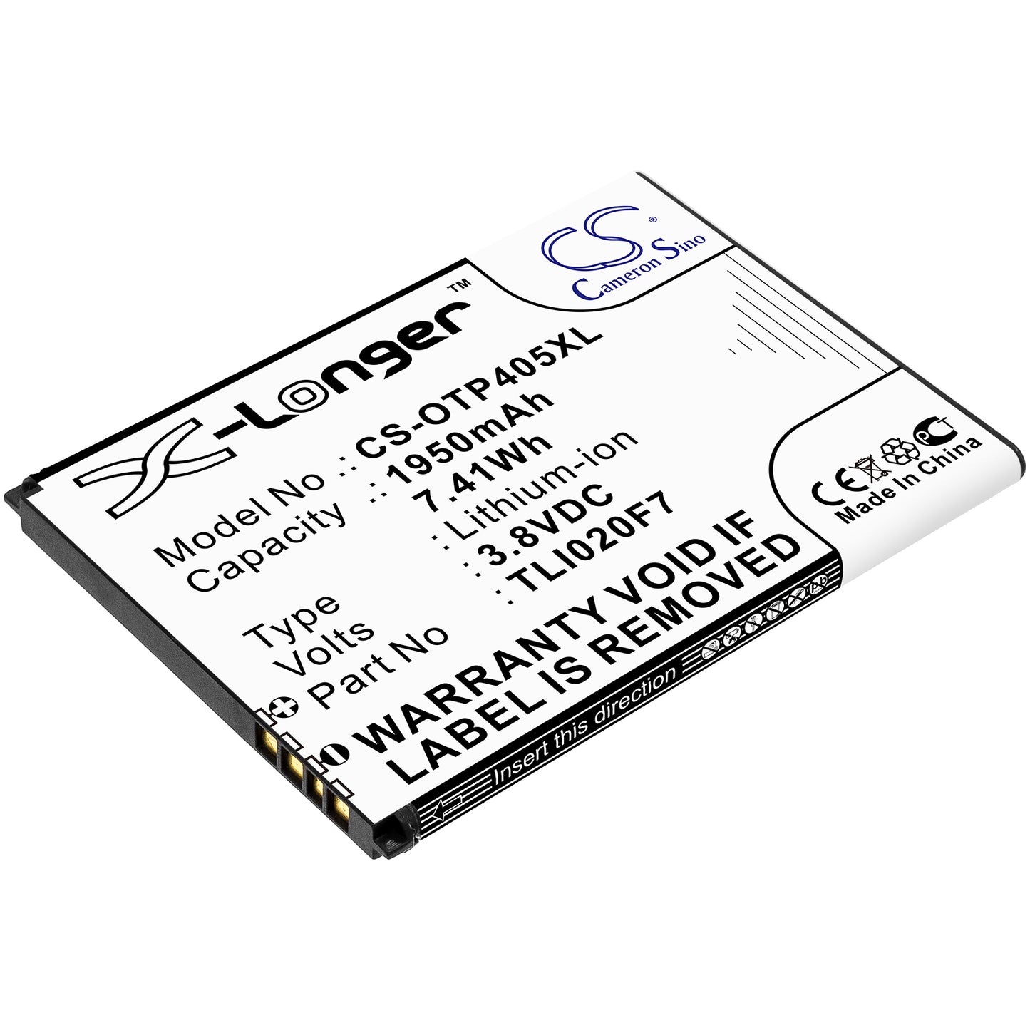 3.8V 1950mAh/7.41Wh Li-ion Mobile/SmartPhone Battery for Alcatel