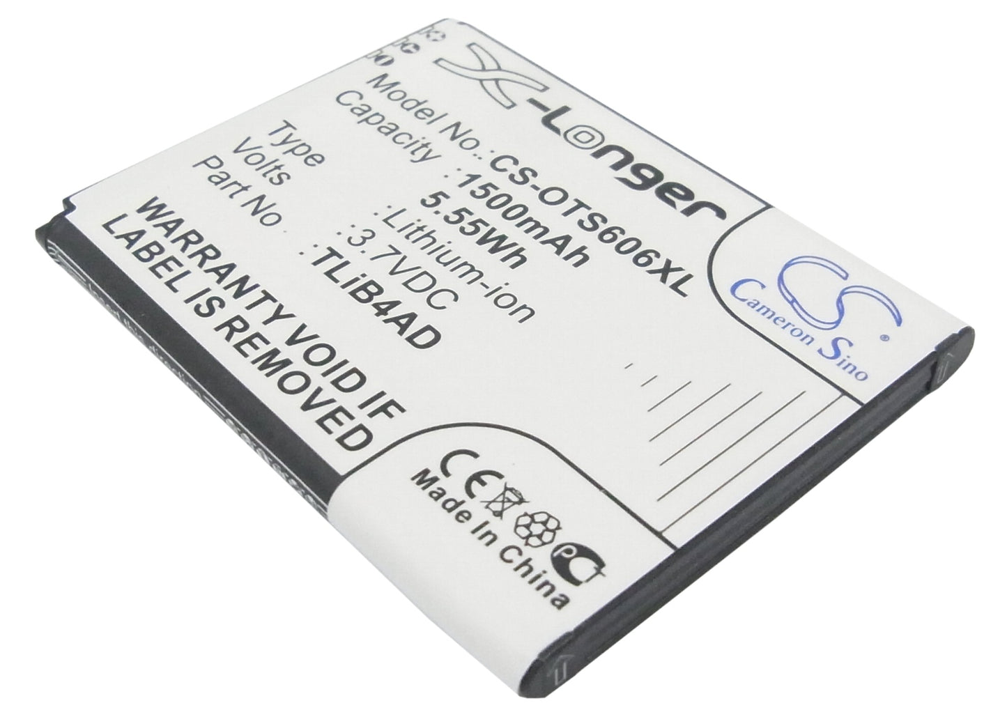 3.7V 1500mAh/5.55Wh Li-ion Mobile/SmartPhone Battery for TCL
