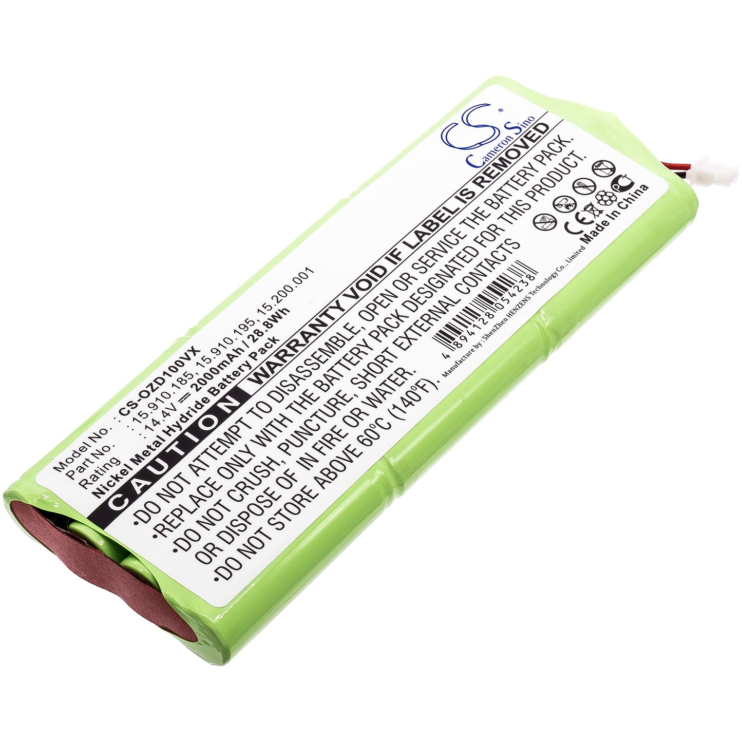 14.4V 2000mAh Ni-MH Vacuum Battery for Ozroll