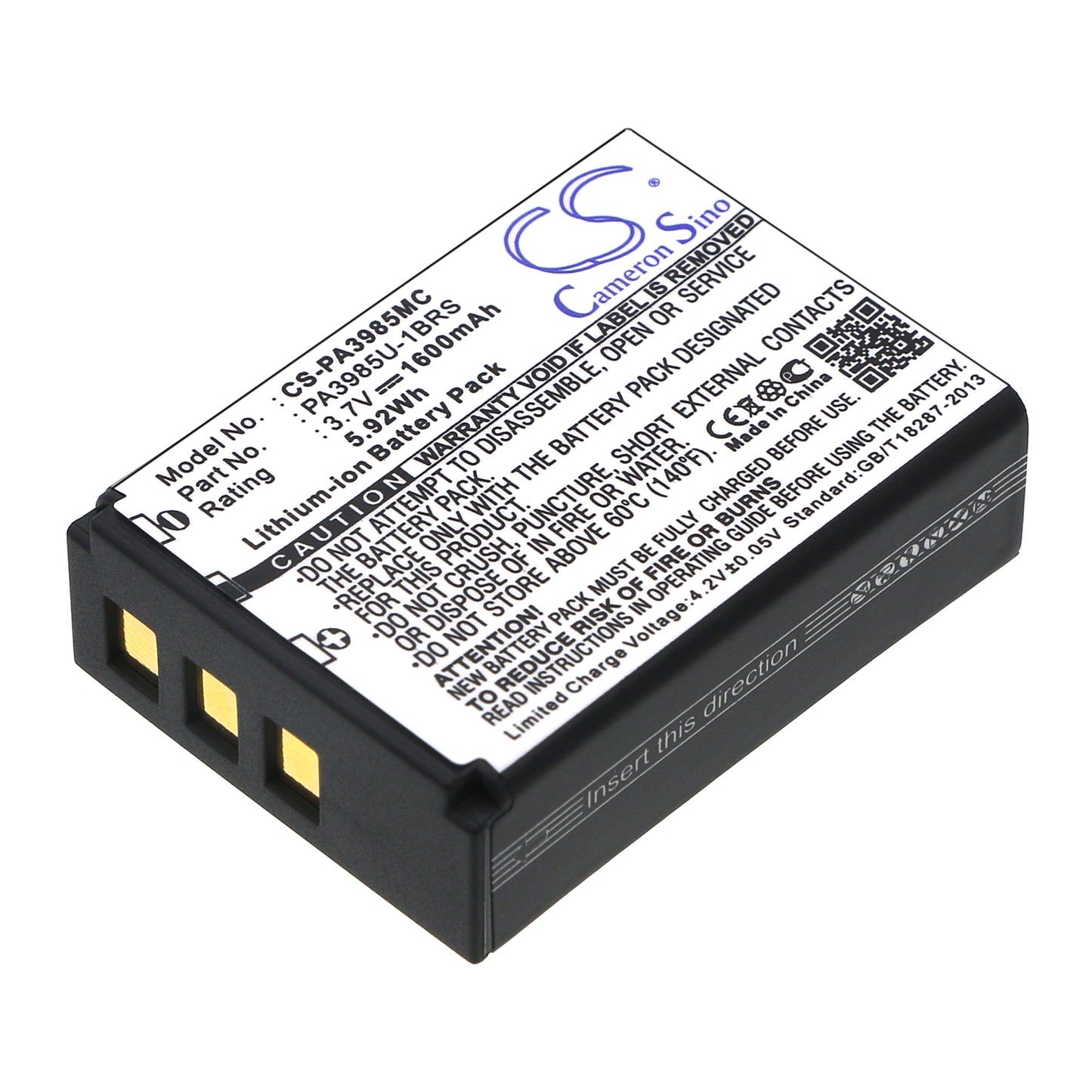 3.7V 1600mAh Li-ion Camera Battery for Toshiba