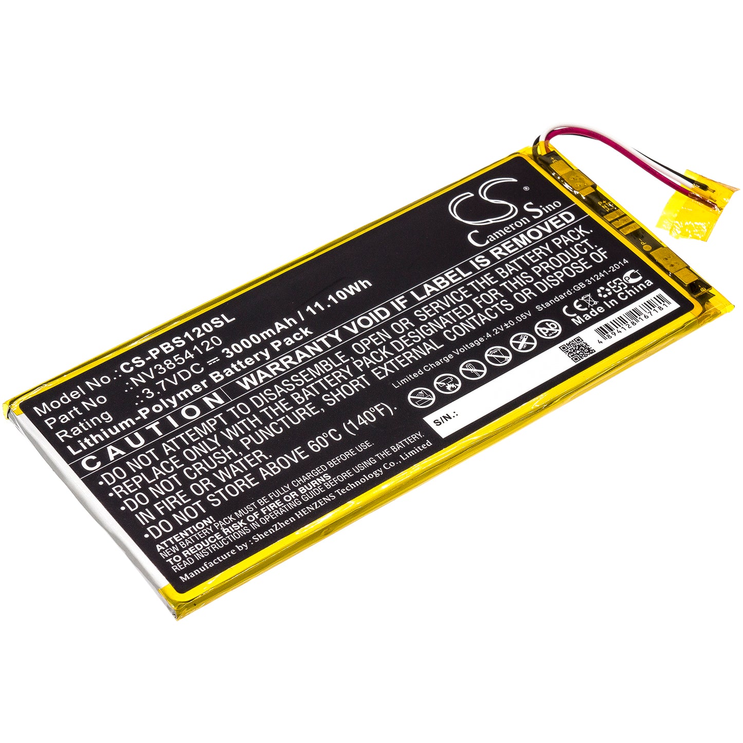 CS-PBS120SL Replacement Battery – Compatible with KIDS PBSKD12, PBKRWM5410, PBS KIDS 7" Pad