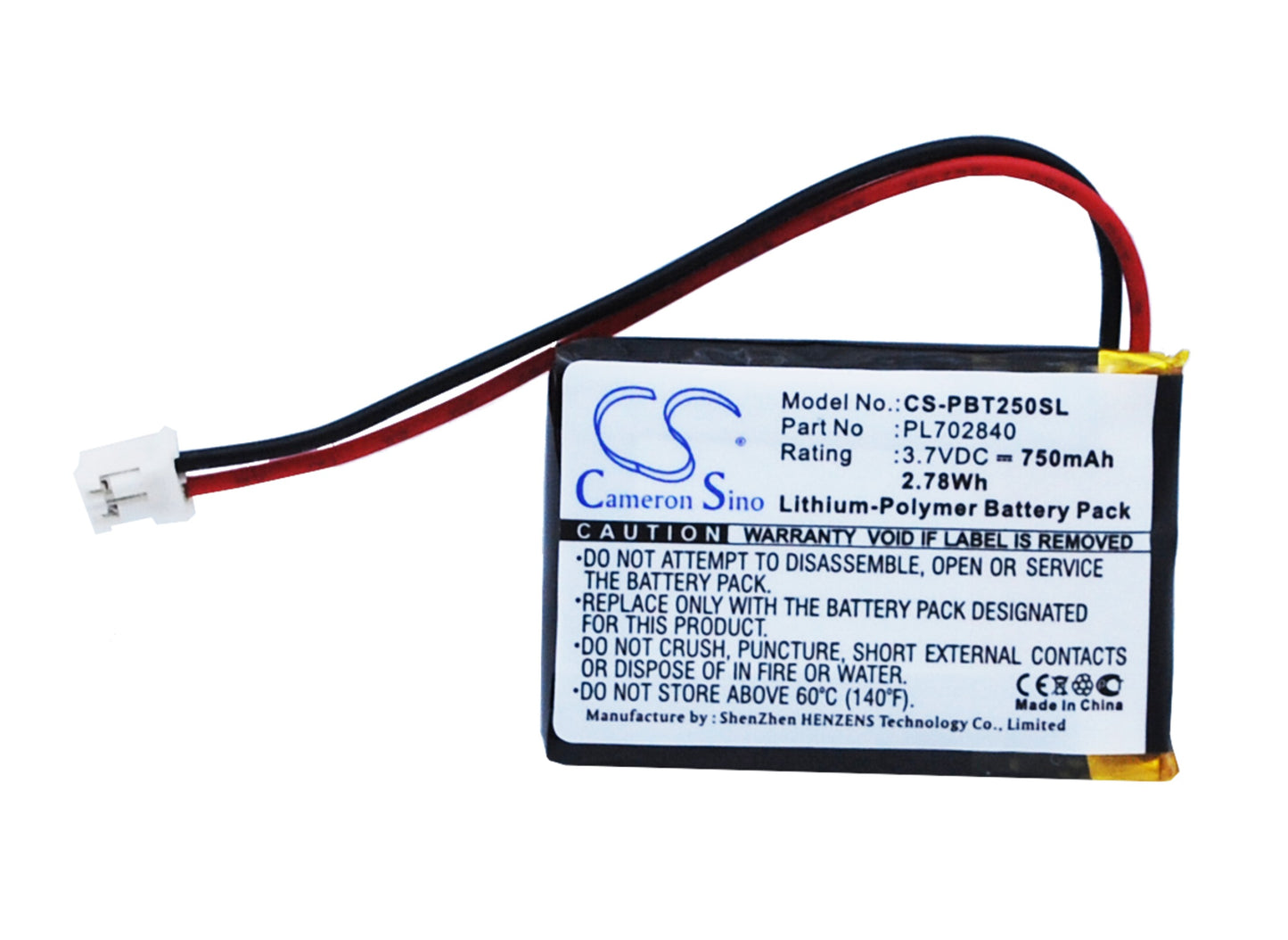 3.7V 750mAh/2.78Wh Li-Polymer Speaker Battery for Philips