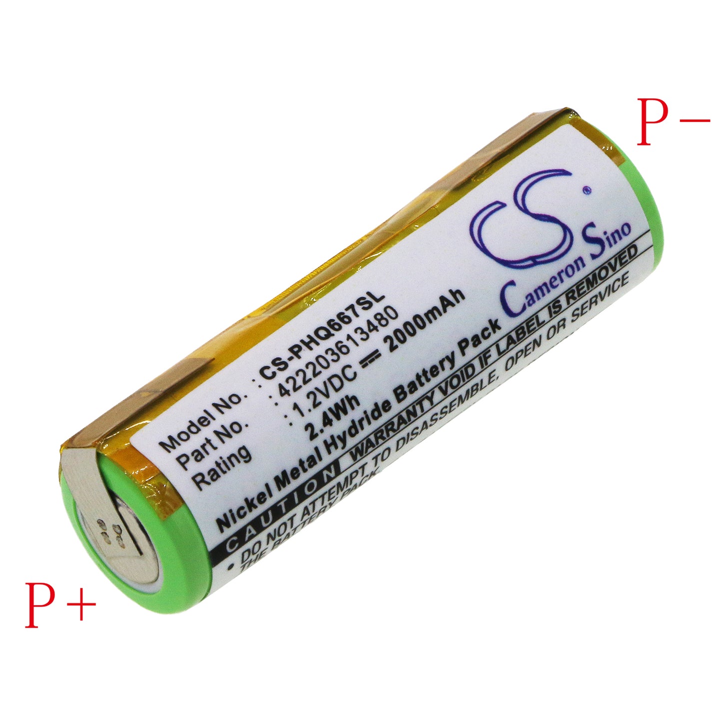 1.2V 2000mAh/2.40Wh Ni-MH Shaver Battery for Philips