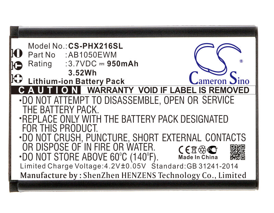 CS-PHX216SL Replacement Battery – Compatible with Xenium X216