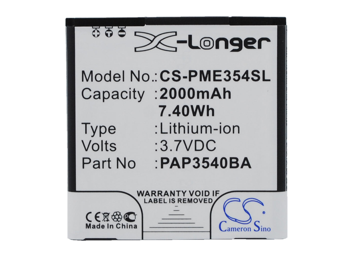 3.7V 2000mAh/7.40Wh Li-ion Mobile/SmartPhone Battery for Prestigio