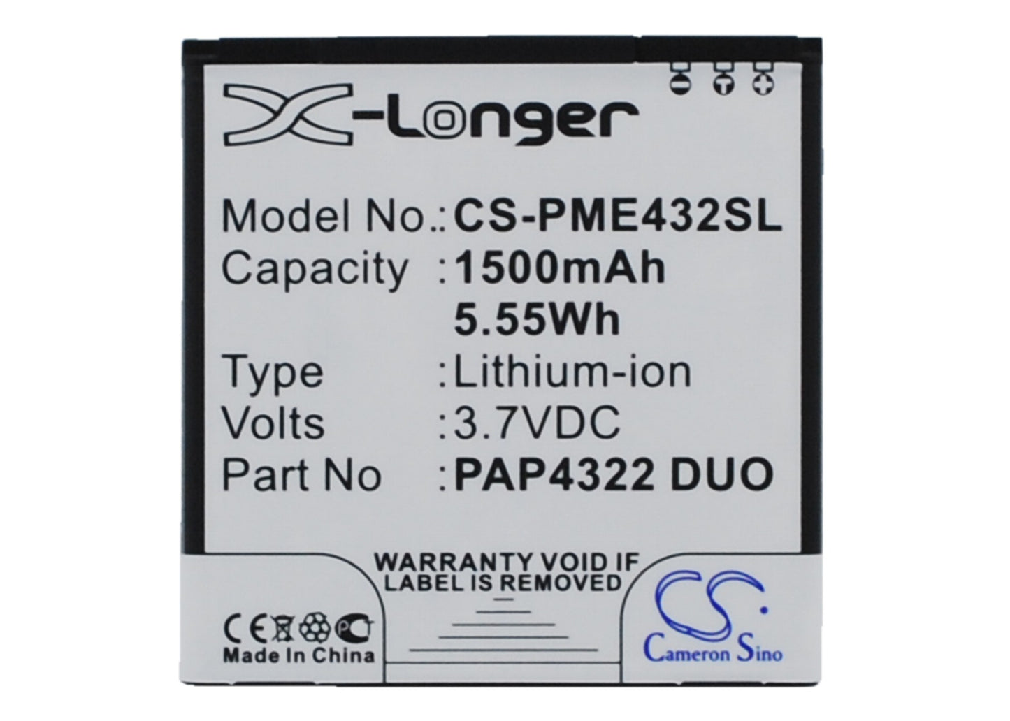 3.7V 1500mAh/5.55Wh Li-ion Mobile/SmartPhone Battery for Prestigio