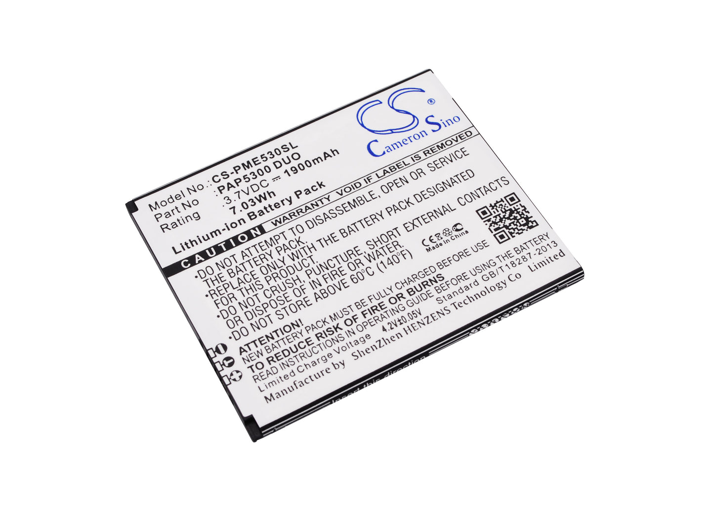 3.7V 1900mAh/7.03Wh Li-ion Mobile/SmartPhone Battery for Prestigio