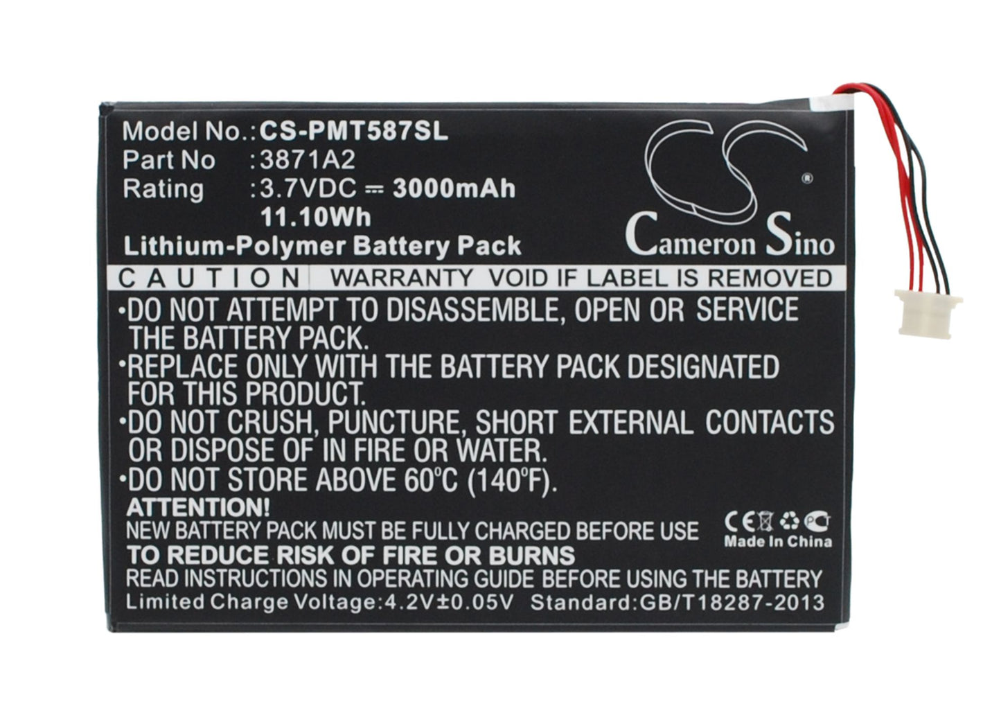 3.7V 3000mAh/11.10Wh Li-Polymer Tablet Battery for Prestigio