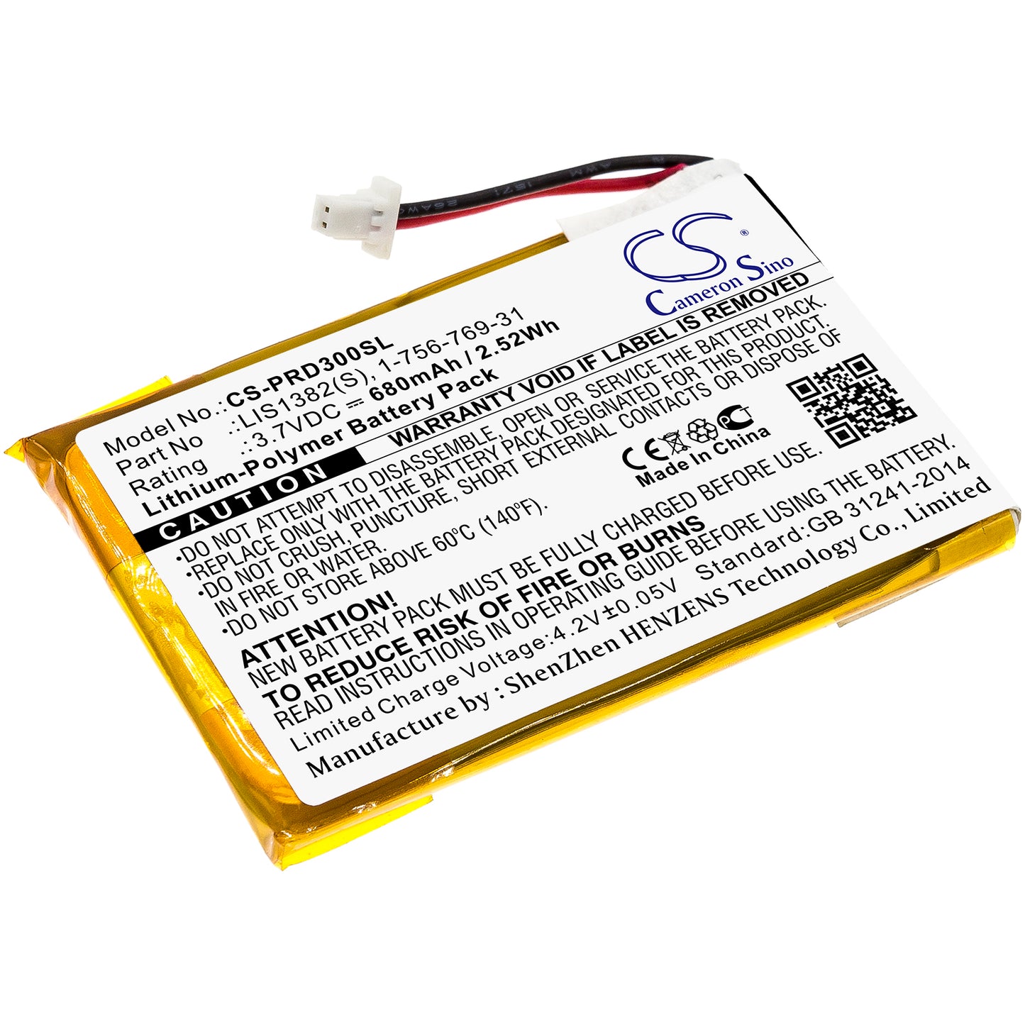 3.7V 750mAh Li-Polymer Ebook/eReader Battery for Sony