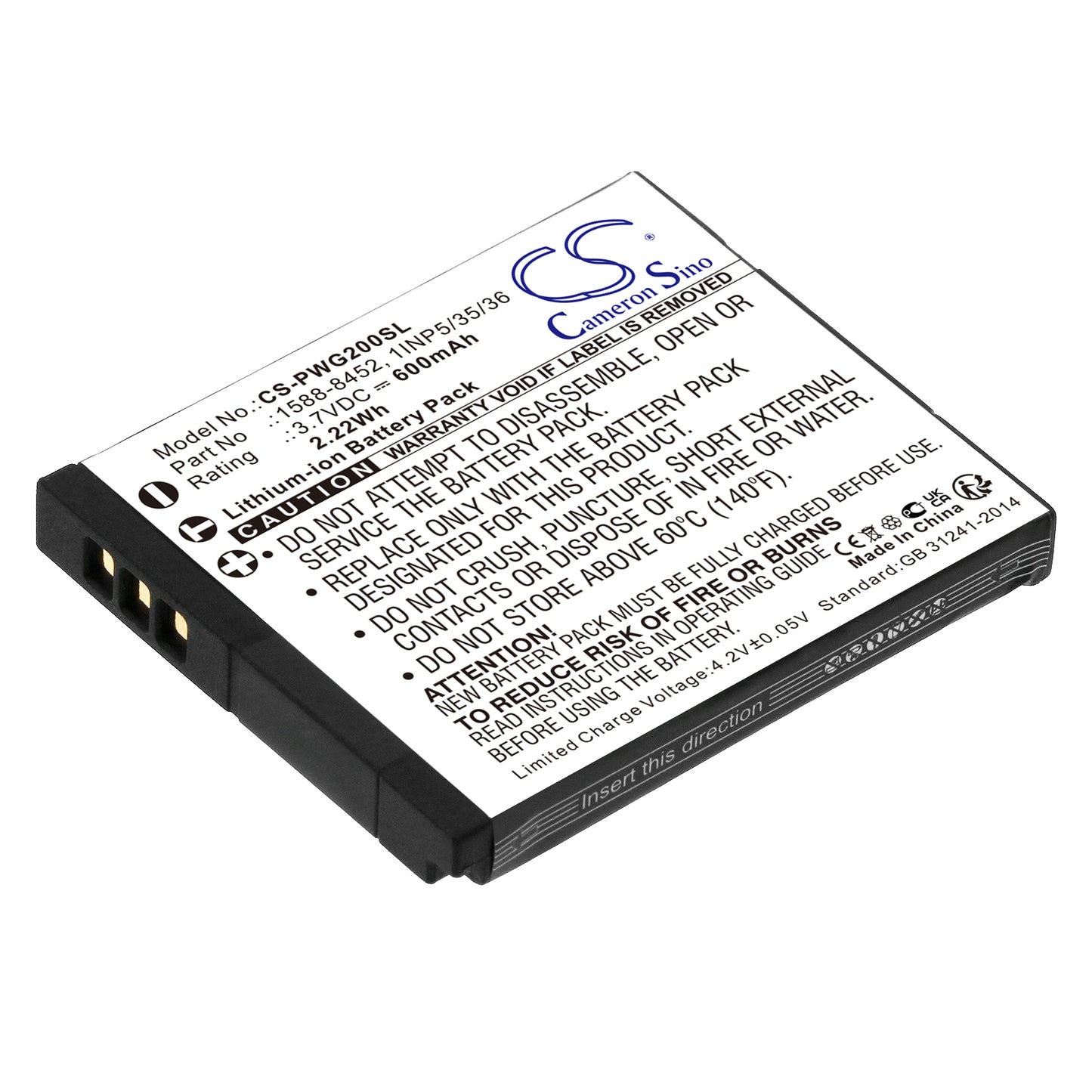 3.7V 600mAh/2.22Wh Li-ion Wireless Headset Battery for Panasonic